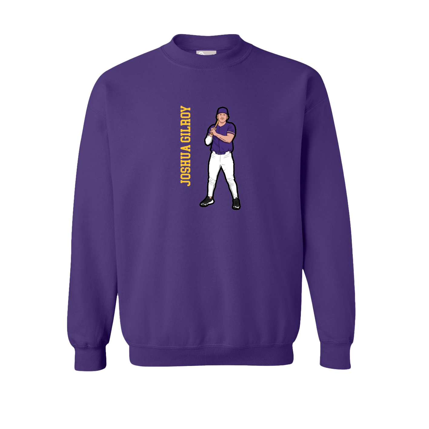 Fleece Crew — Name Vertical in Purple