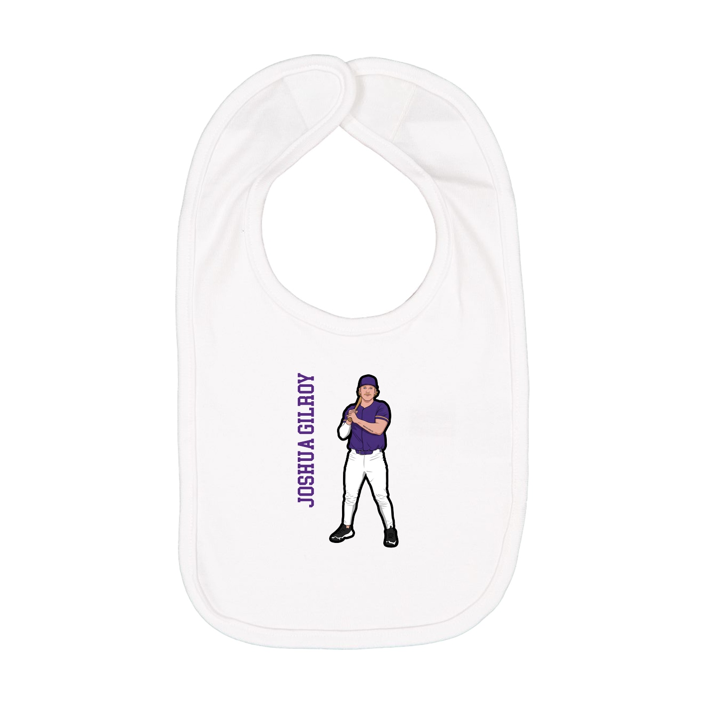 Infant Bib — Name Vertical in White
