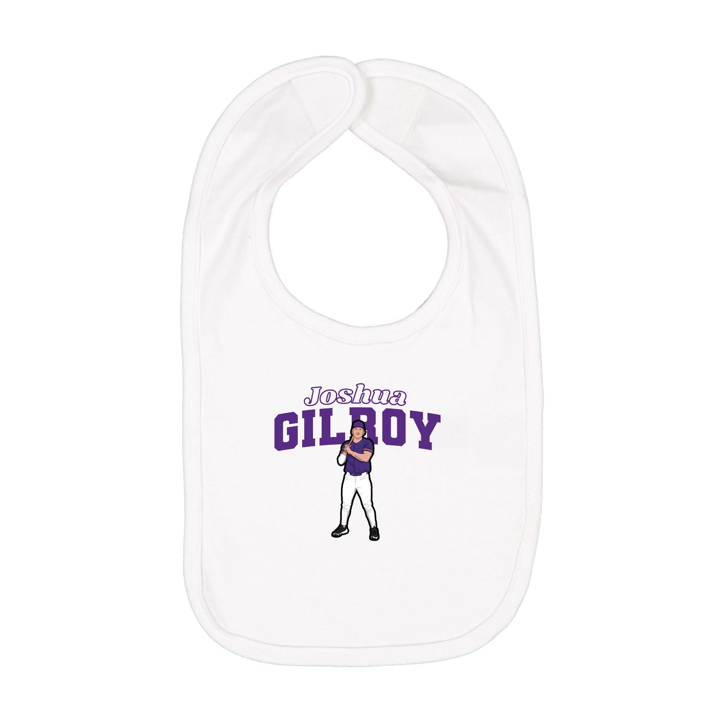 Infant Bib — Name Arch in White