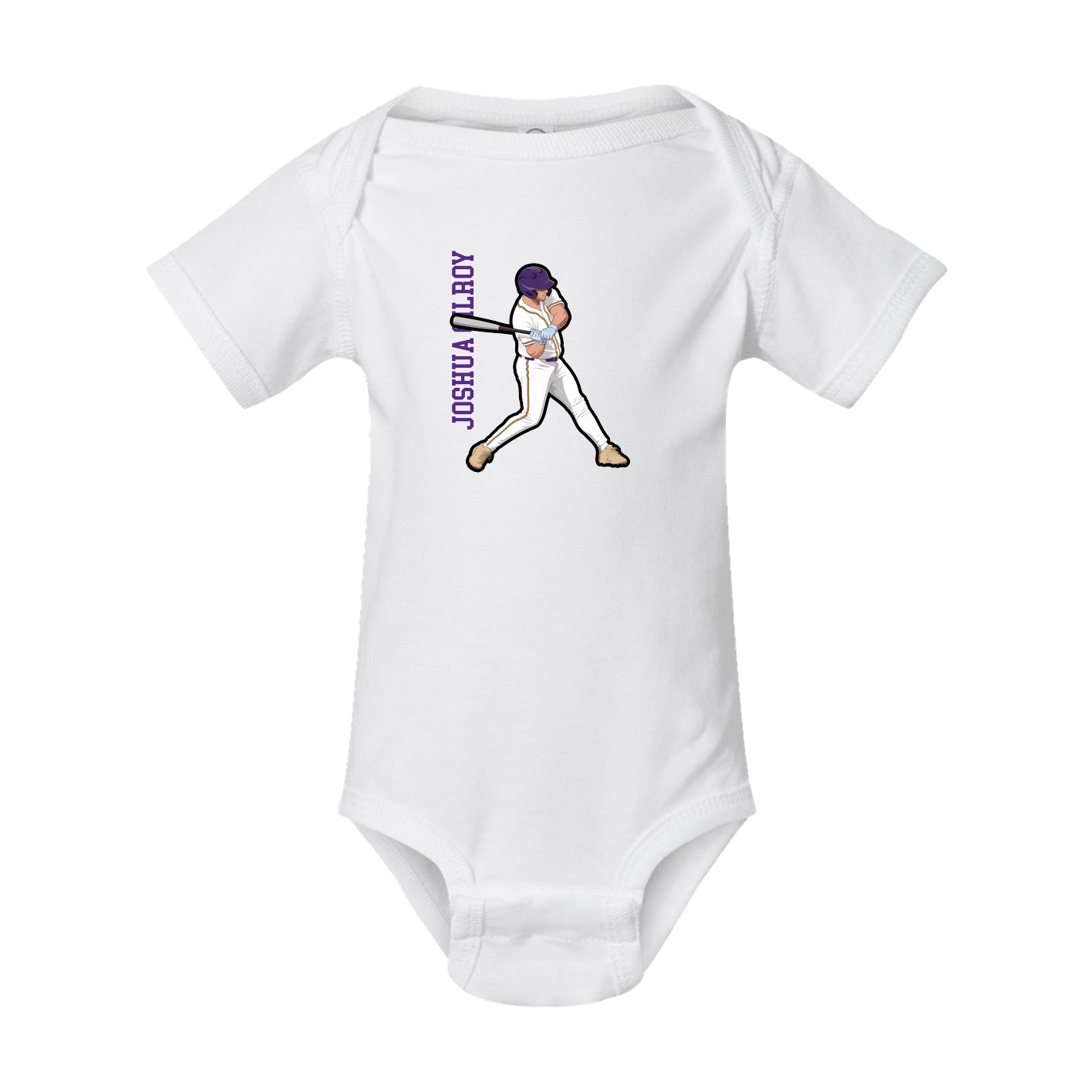 Baby Onesie — Name Vertical in White