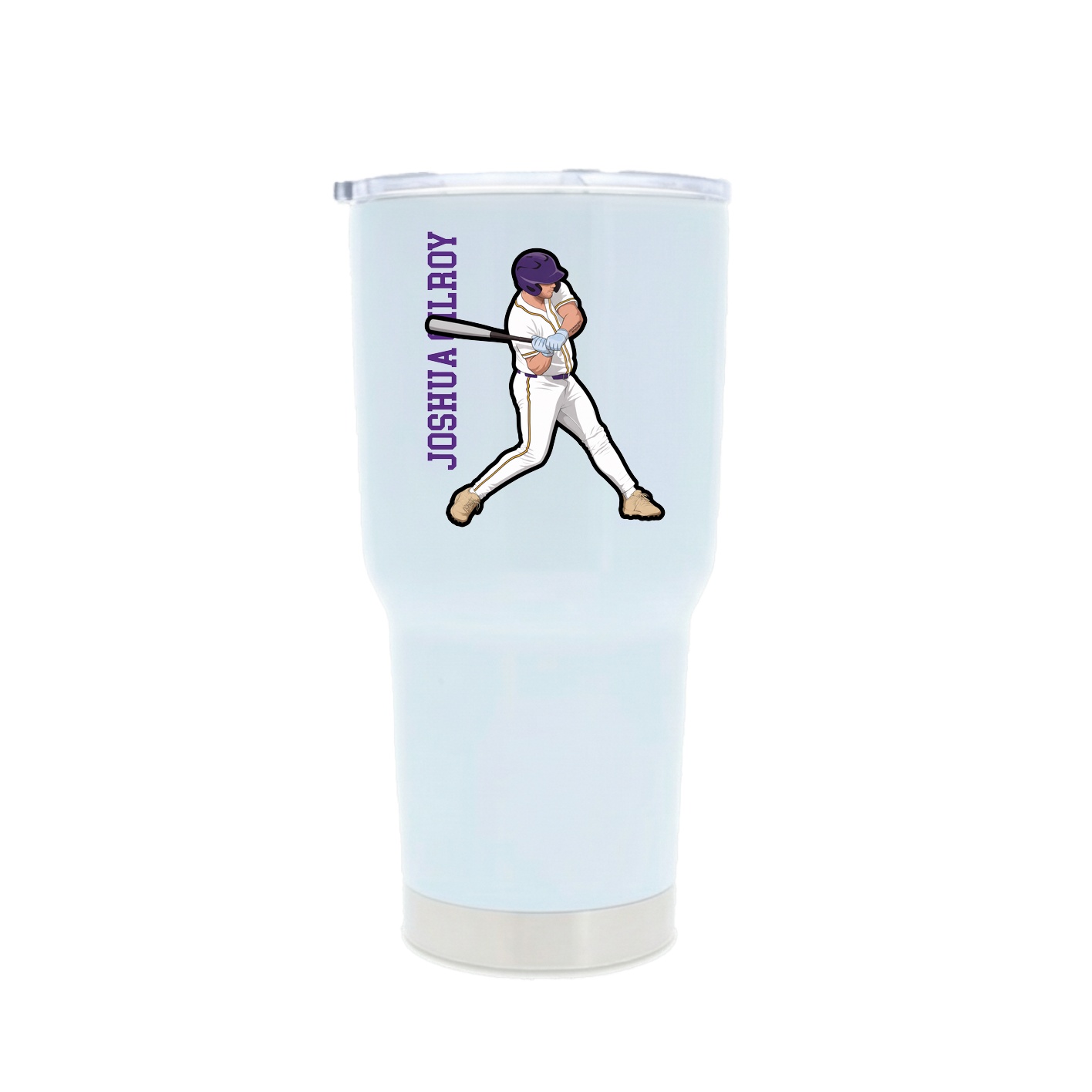 30oz Stainless Steel Tumbler — Name Vertical in White
