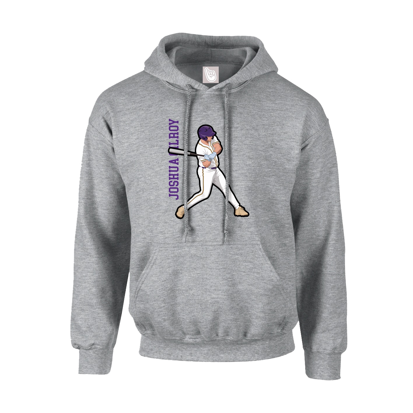 Youth Hoodie — Name Vertical in Grey
