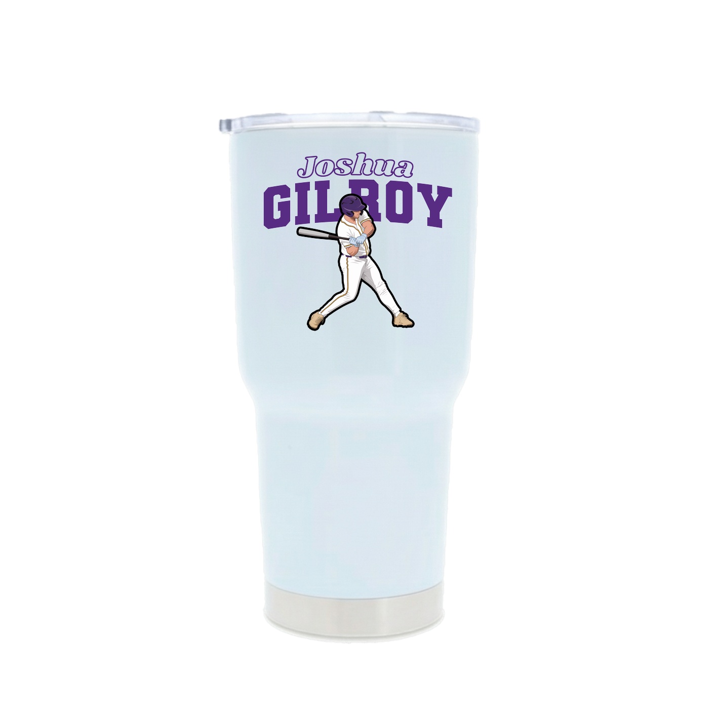 30oz Stainless Steel Tumbler — Name Arch in White