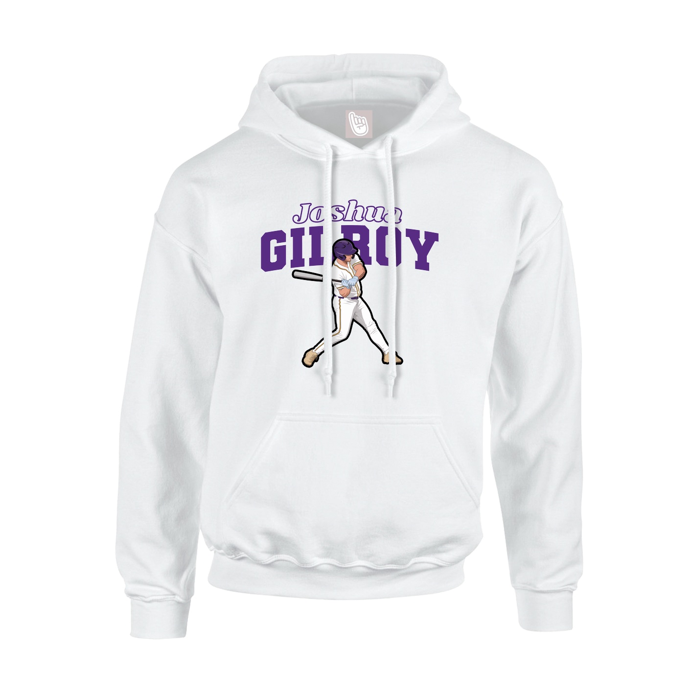 Youth Hoodie — Name Arch in White