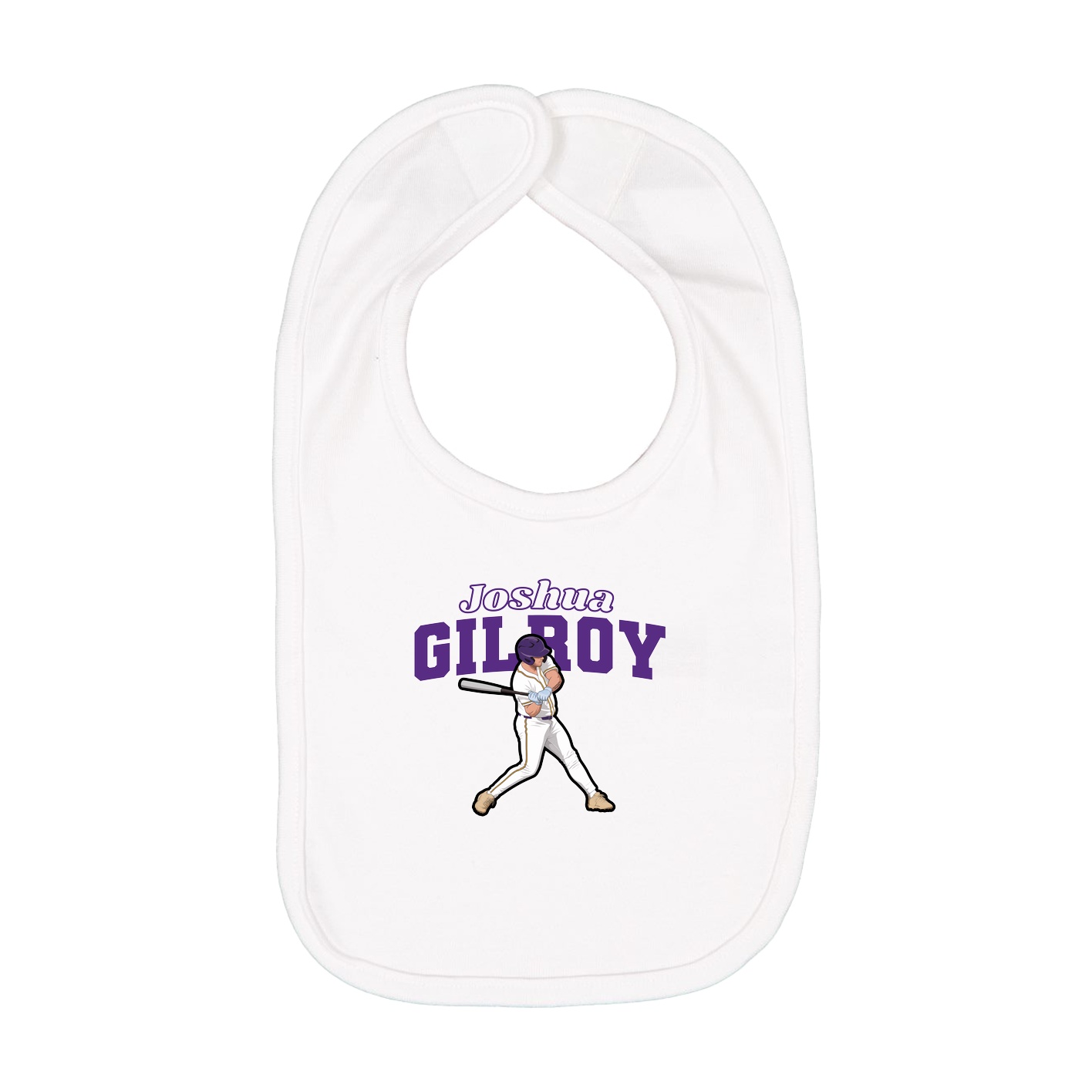 Infant Bib — Name Arch in White