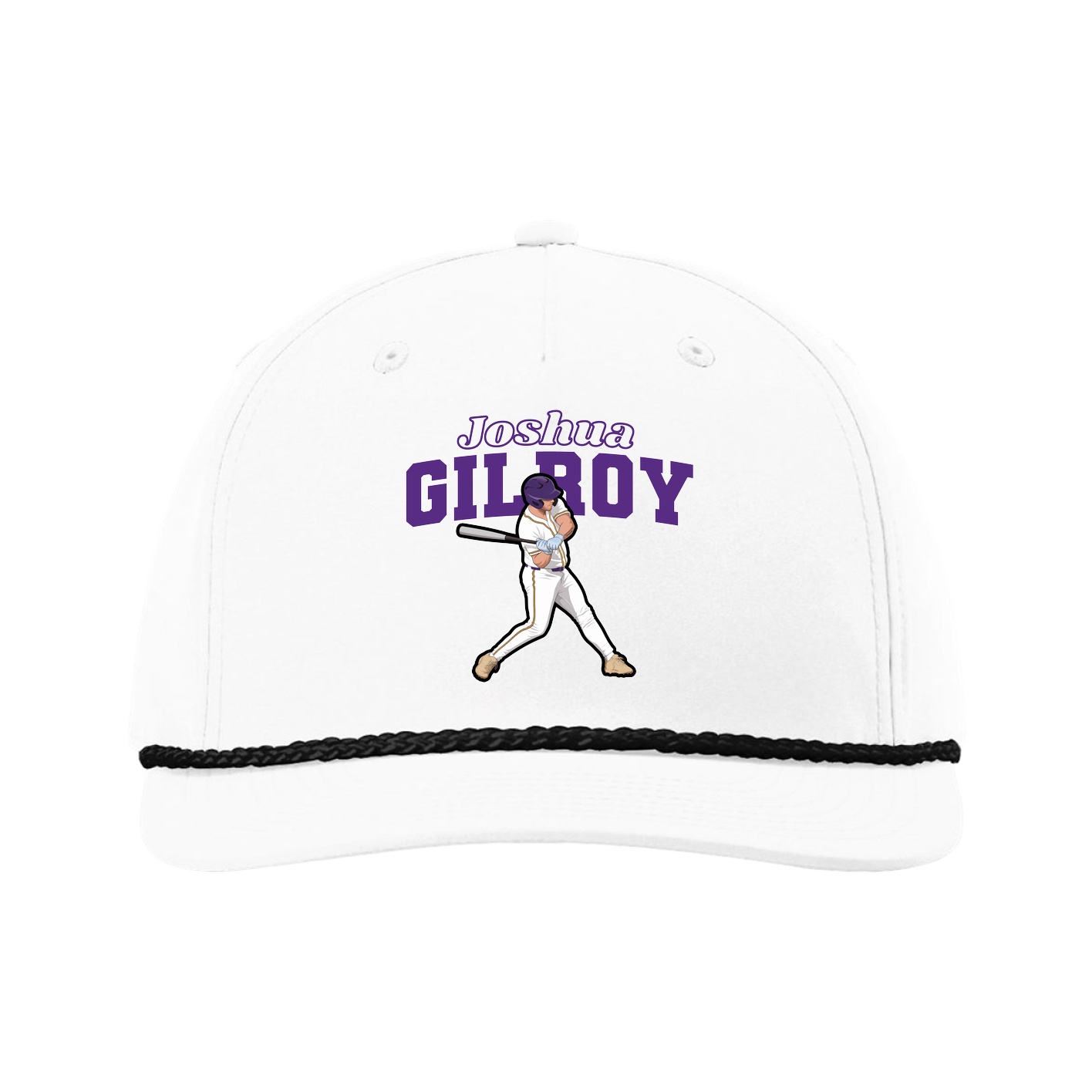 Five-Panel Classic Rope Cap — Name Arch in White