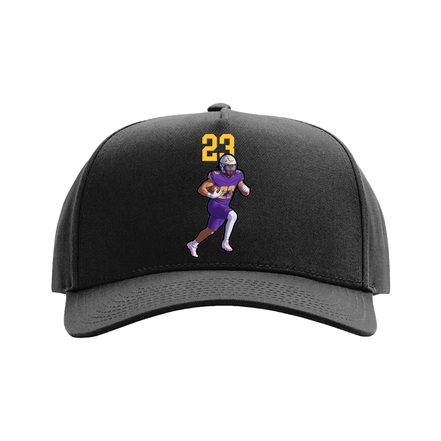 Full Fabric Five-Panel Champ Cap — Number Top in Black