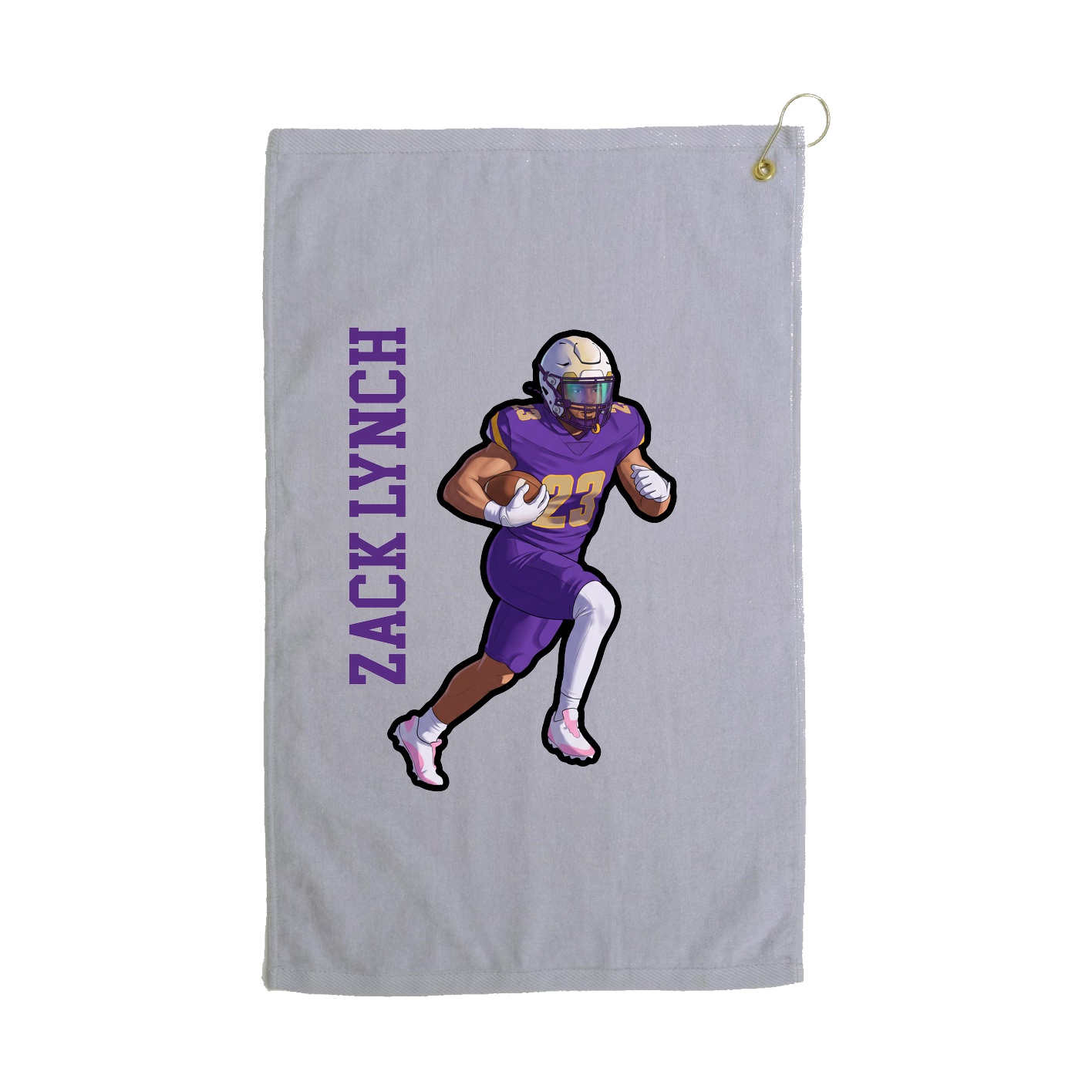 Golf Towel — Name Vertical in Grey