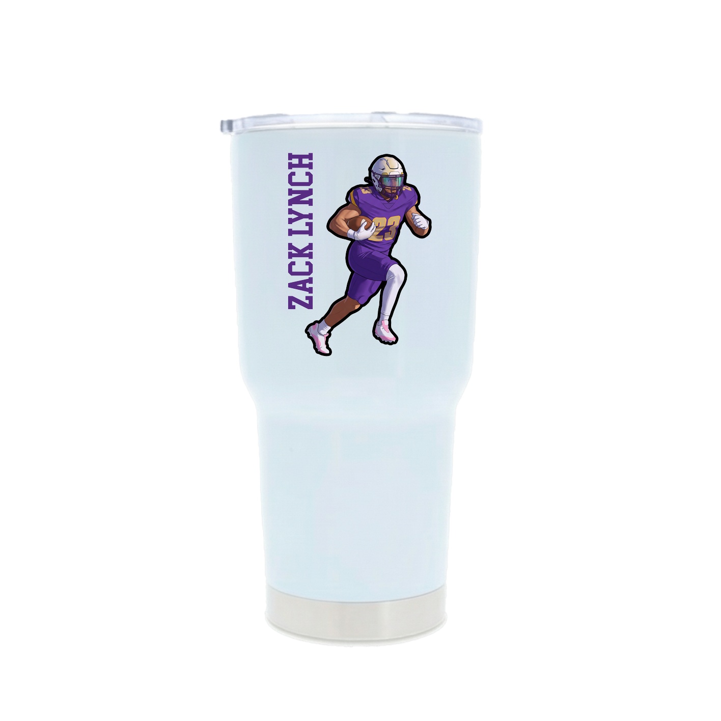 30oz Stainless Steel Tumbler — Name Vertical in White