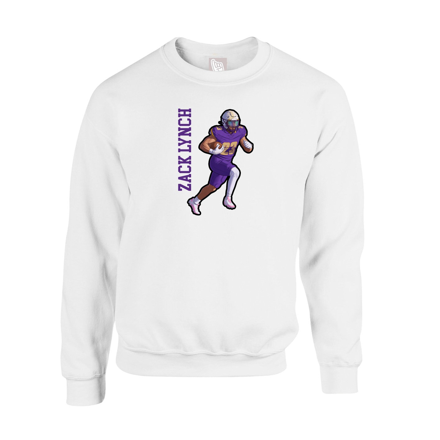 Fleece Crew — Name Vertical in White