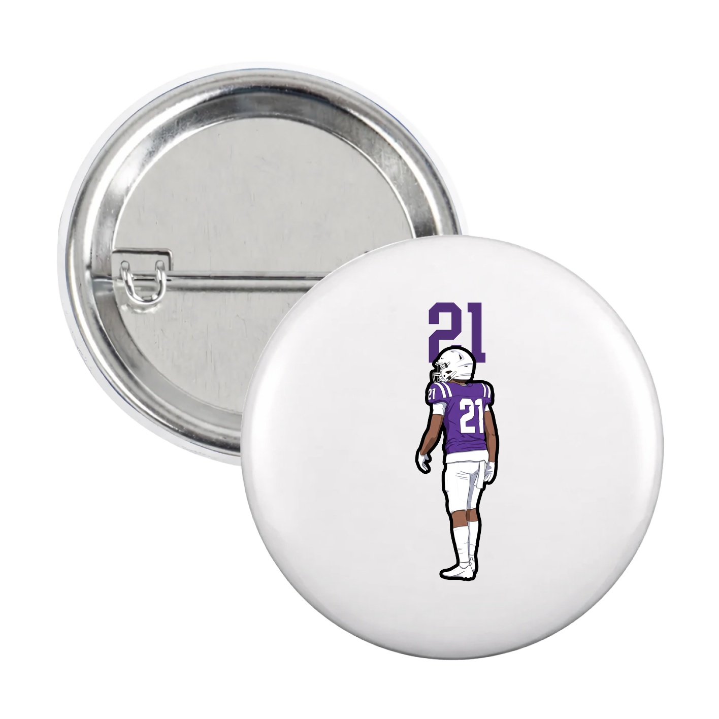 Game Day Button — Number Top in White