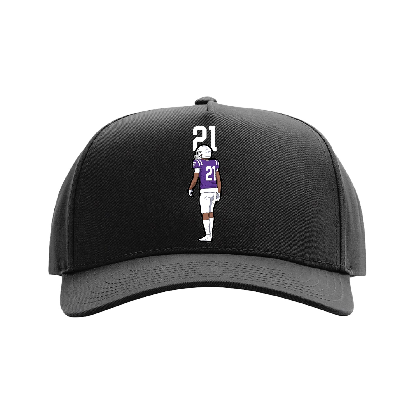 Full Fabric Five-Panel Champ Cap — Number Top in Black
