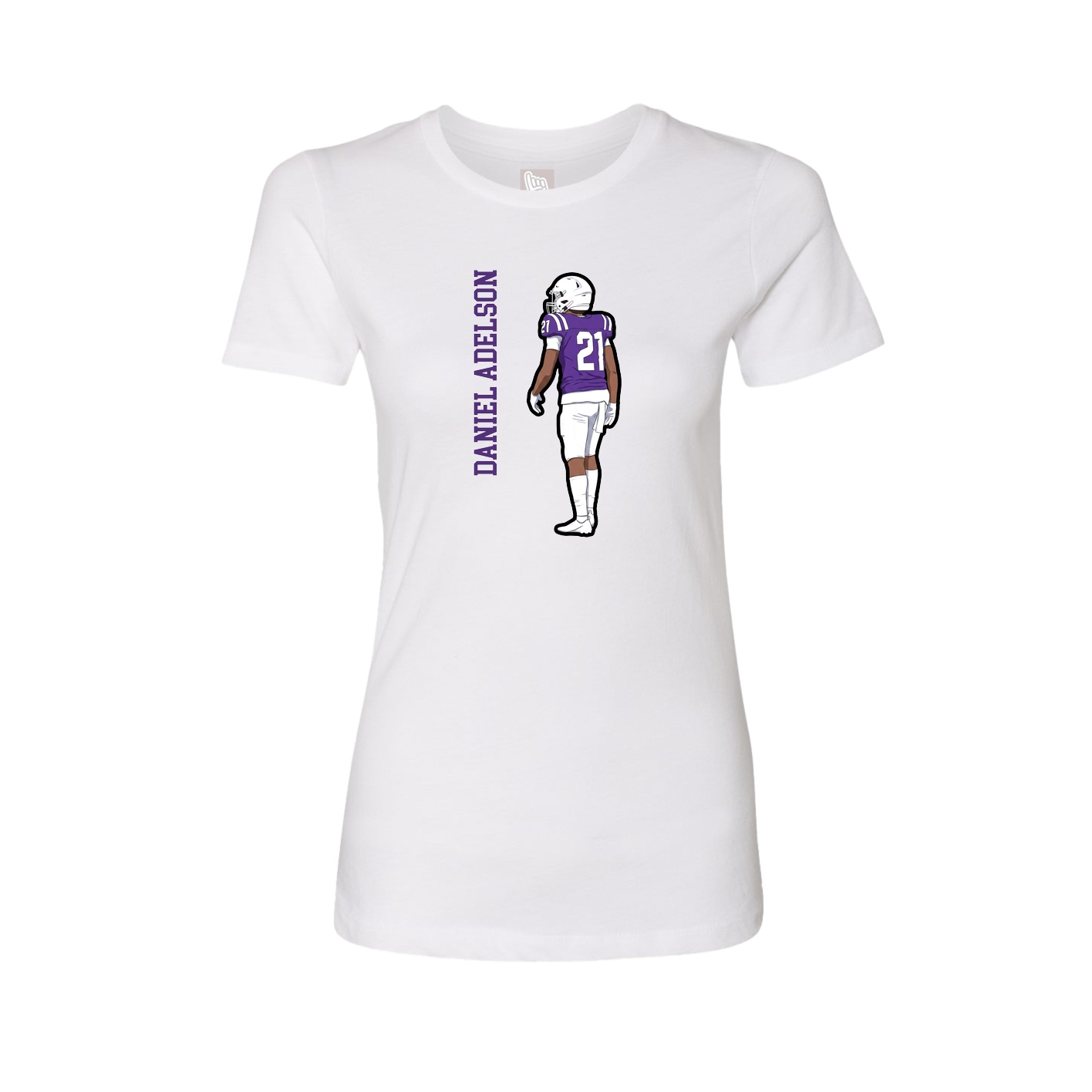 Womens Tee — Name Vertical in White