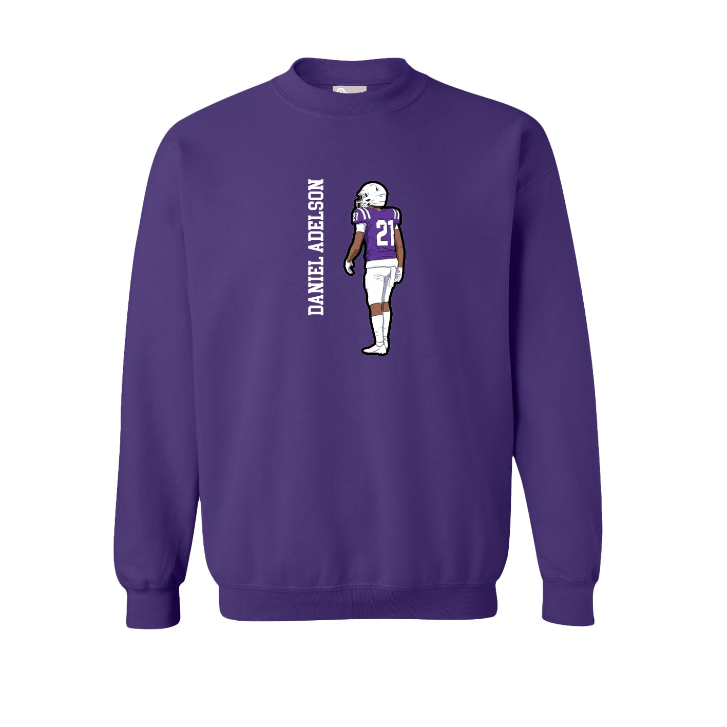 Fleece Crew — Name Vertical in Purple