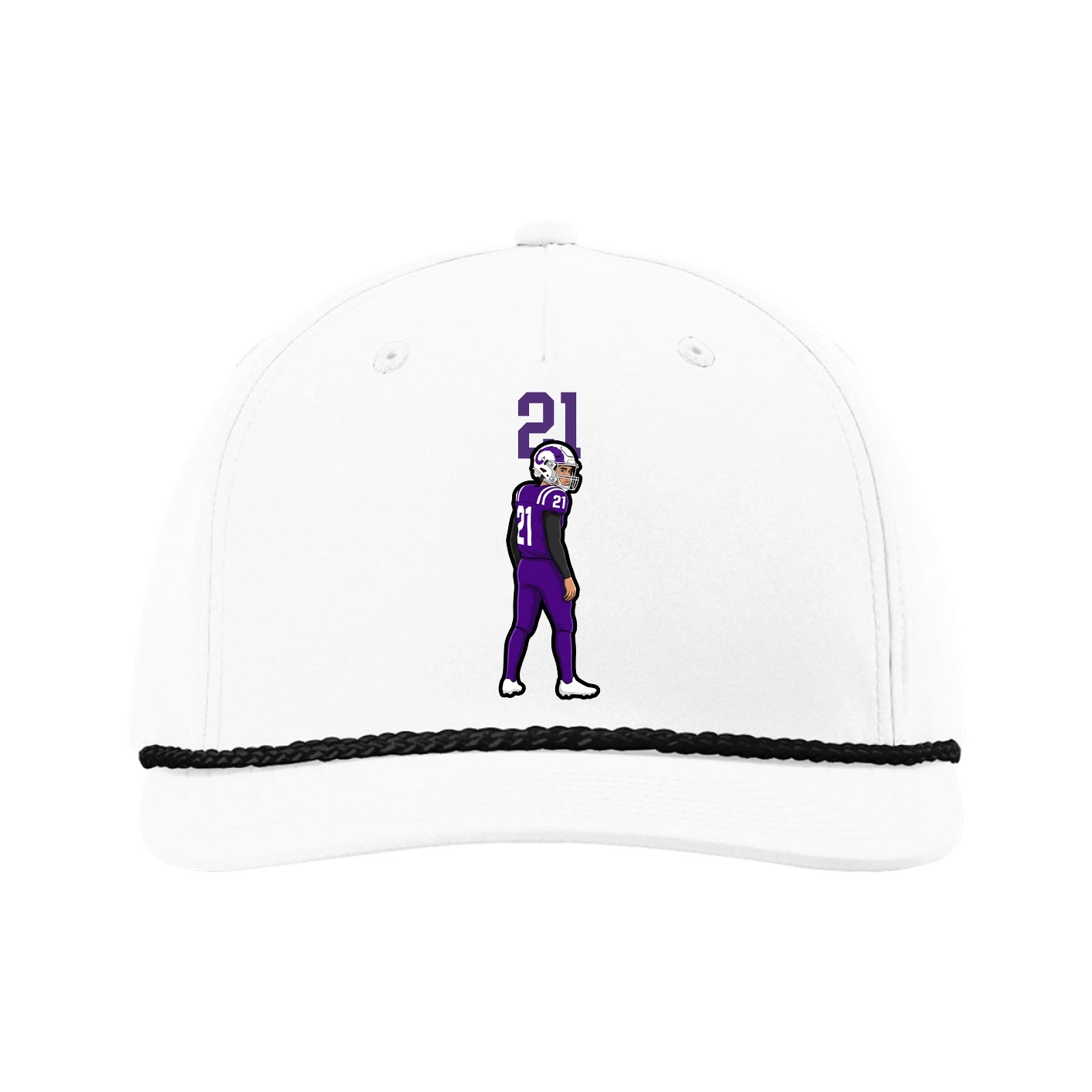 Five-Panel Classic Rope Cap — Number Top in White