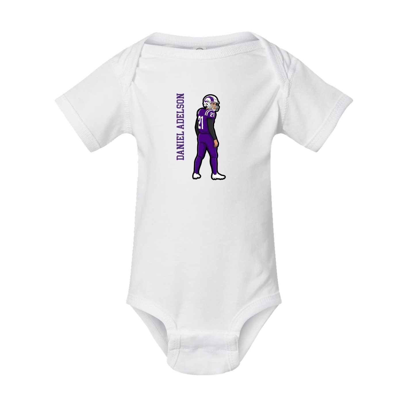 Baby Onesie — Name Vertical in White