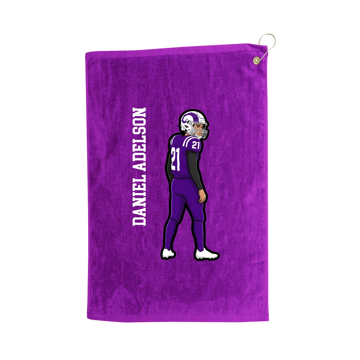 Golf Towel — Name Vertical in Purple