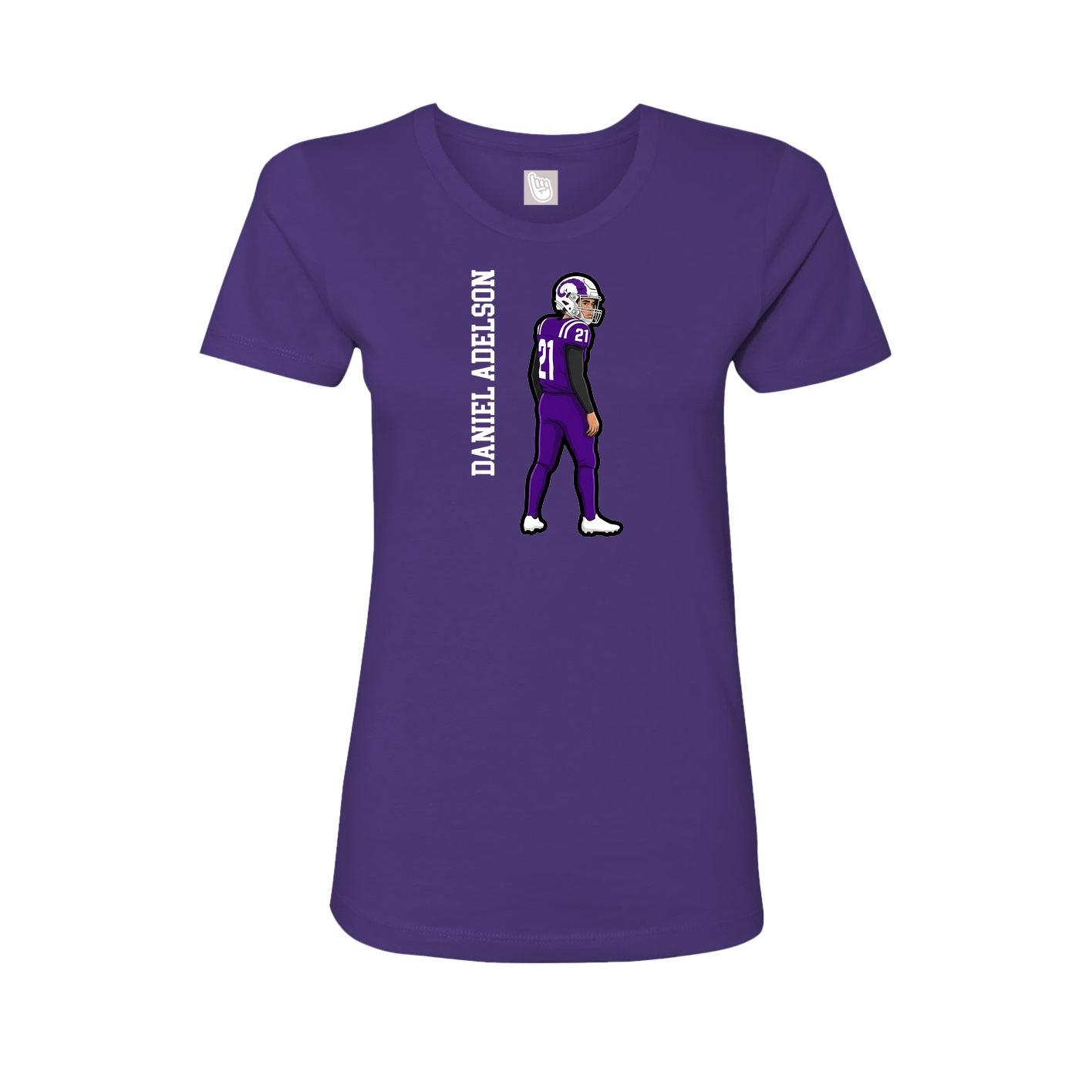 Womens Tee — Name Vertical in Purple