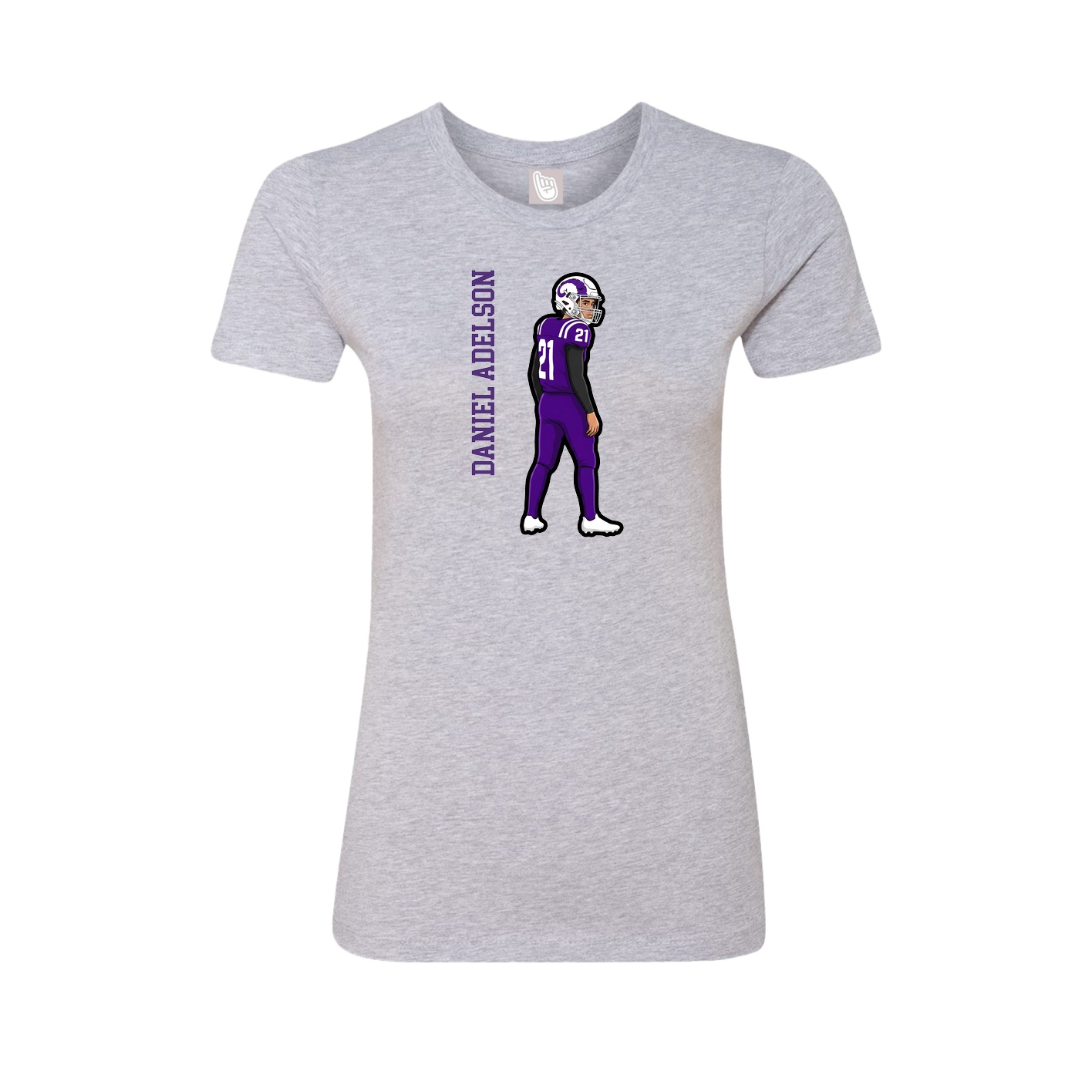 Fitted Women's Tee — Name Vertical in Grey