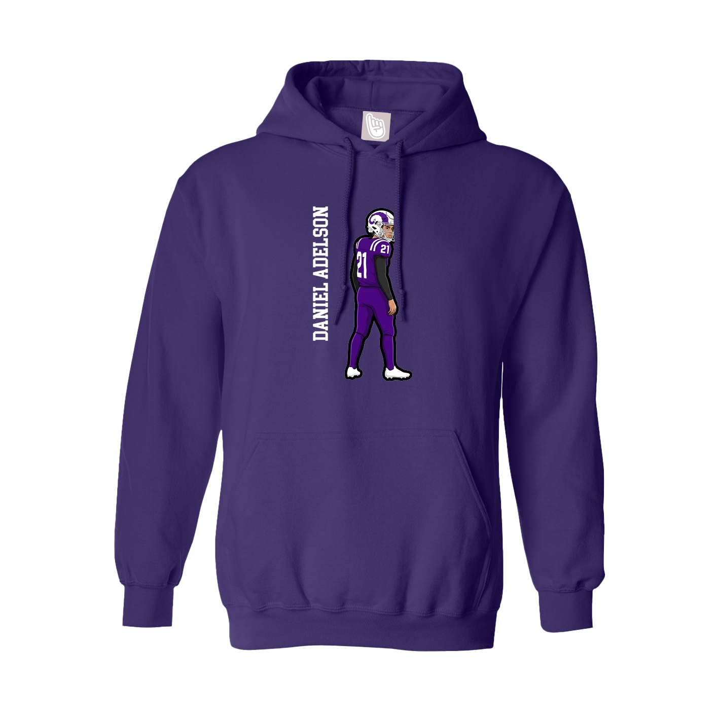 Youth Hoodie — Name Vertical in Purple