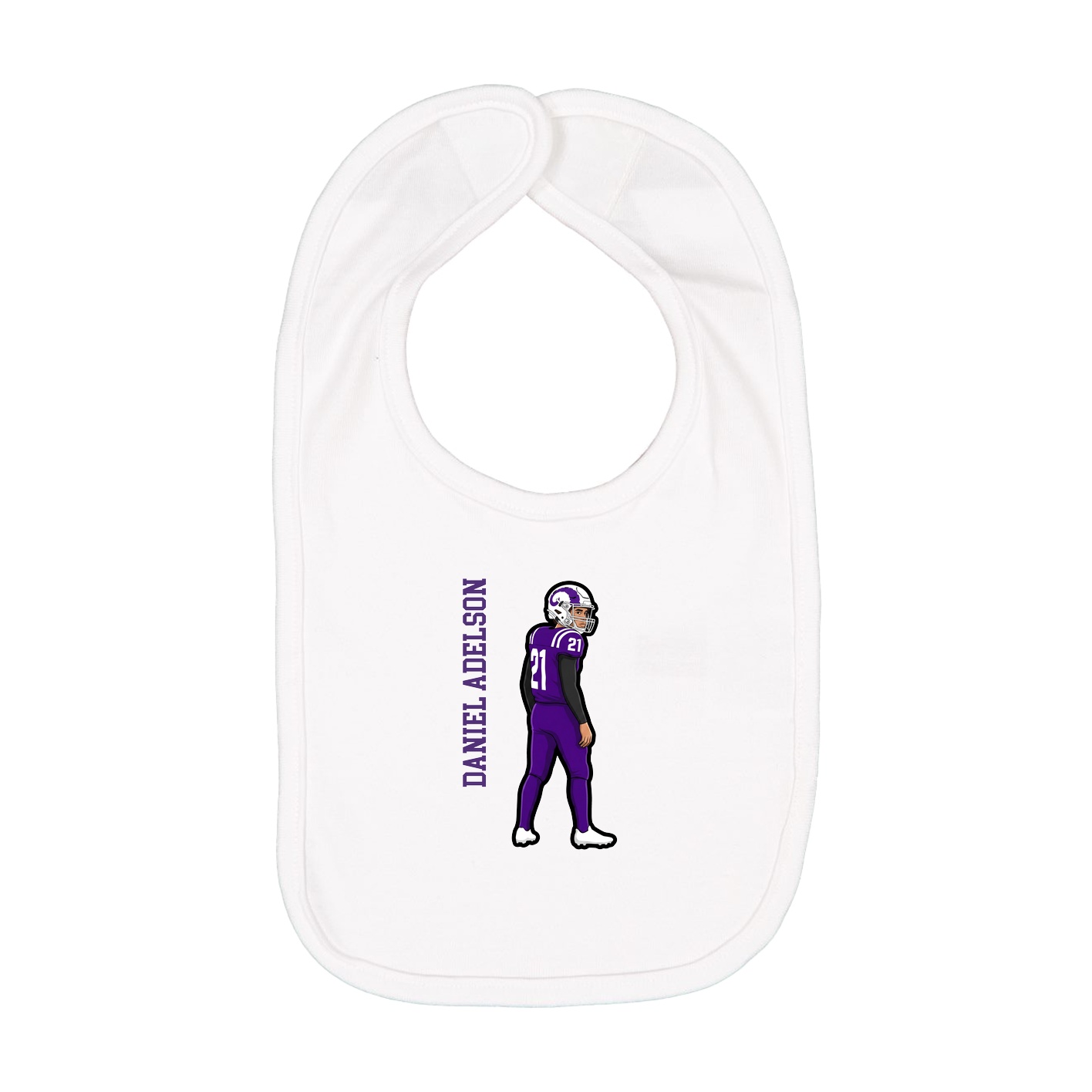 Infant Bib — Name Vertical in White