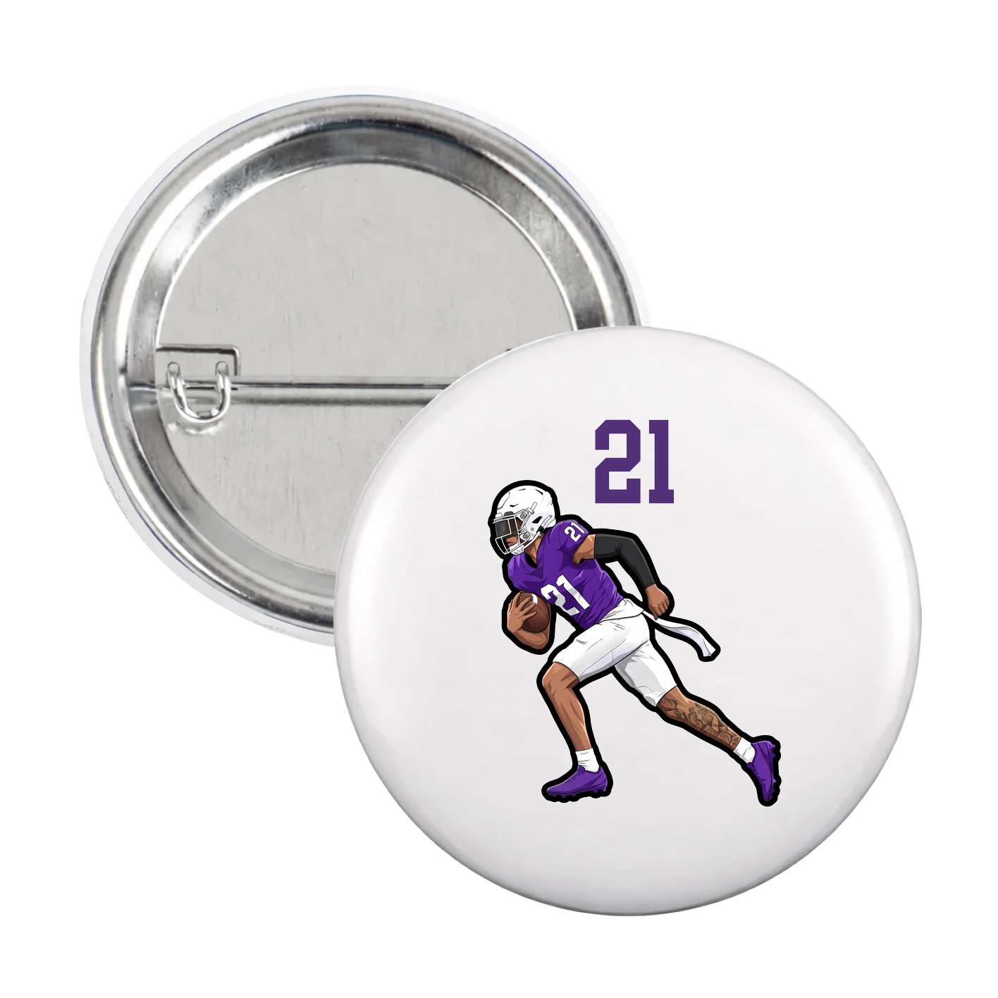 Game Day Button — Number Top in White