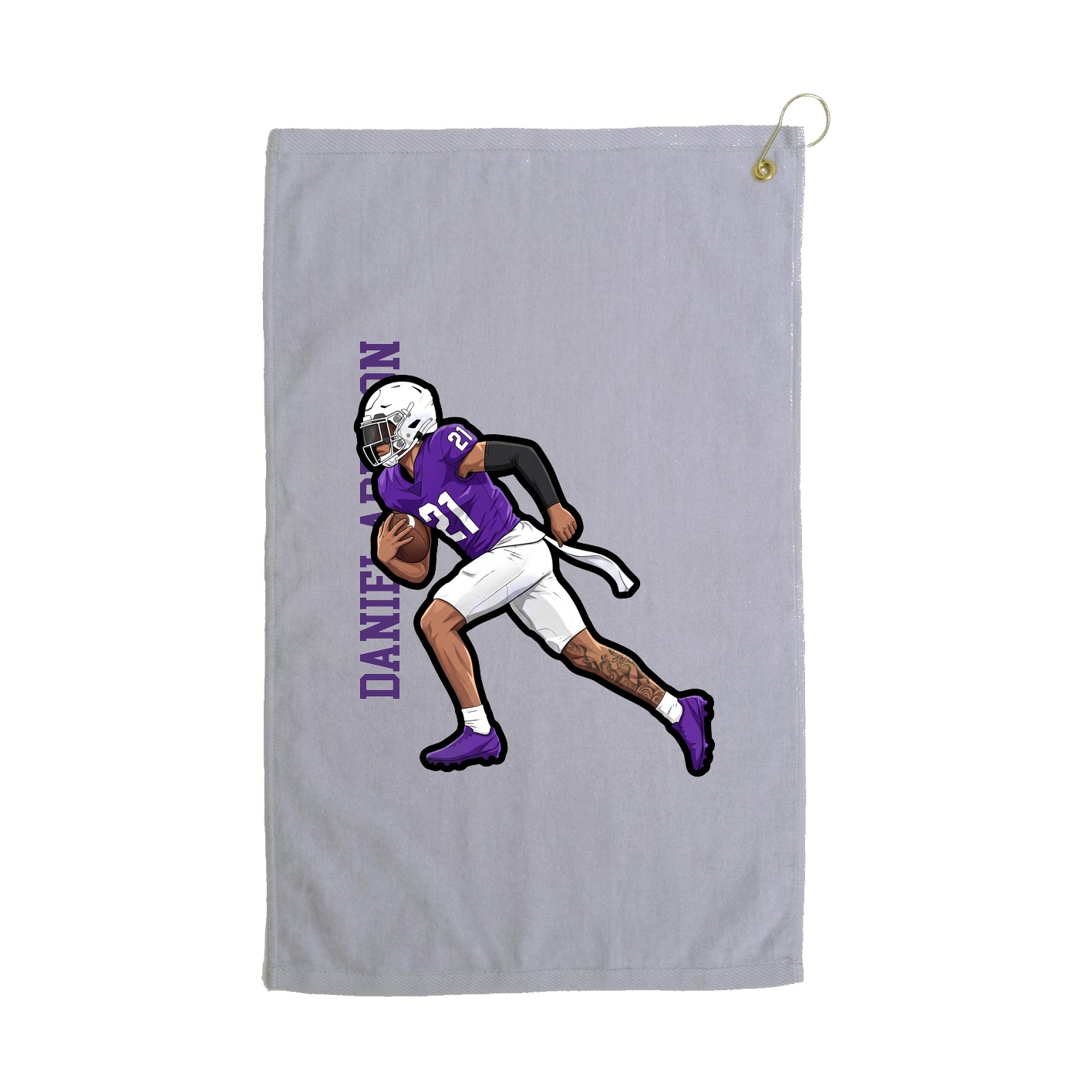 Golf Towel — Name Vertical in Grey