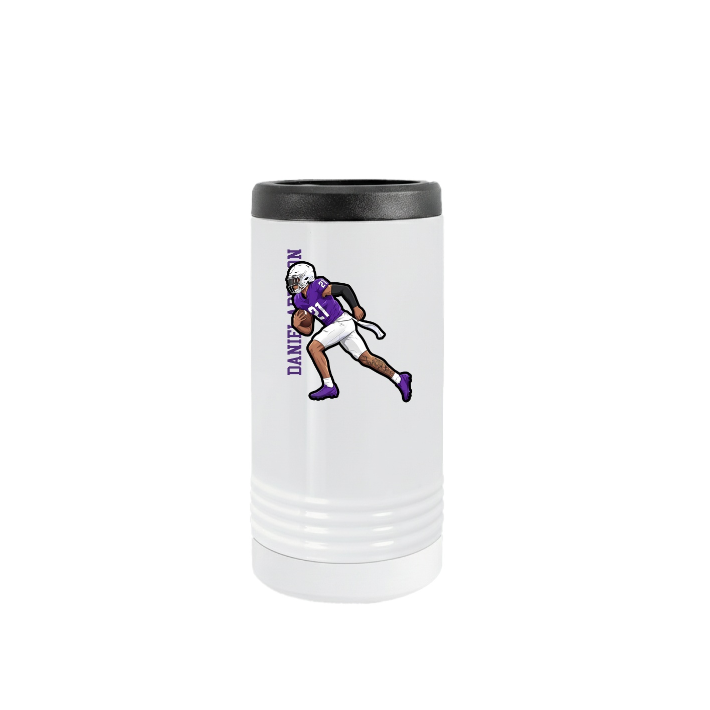 Slim Beverage Holder — Name Vertical in White