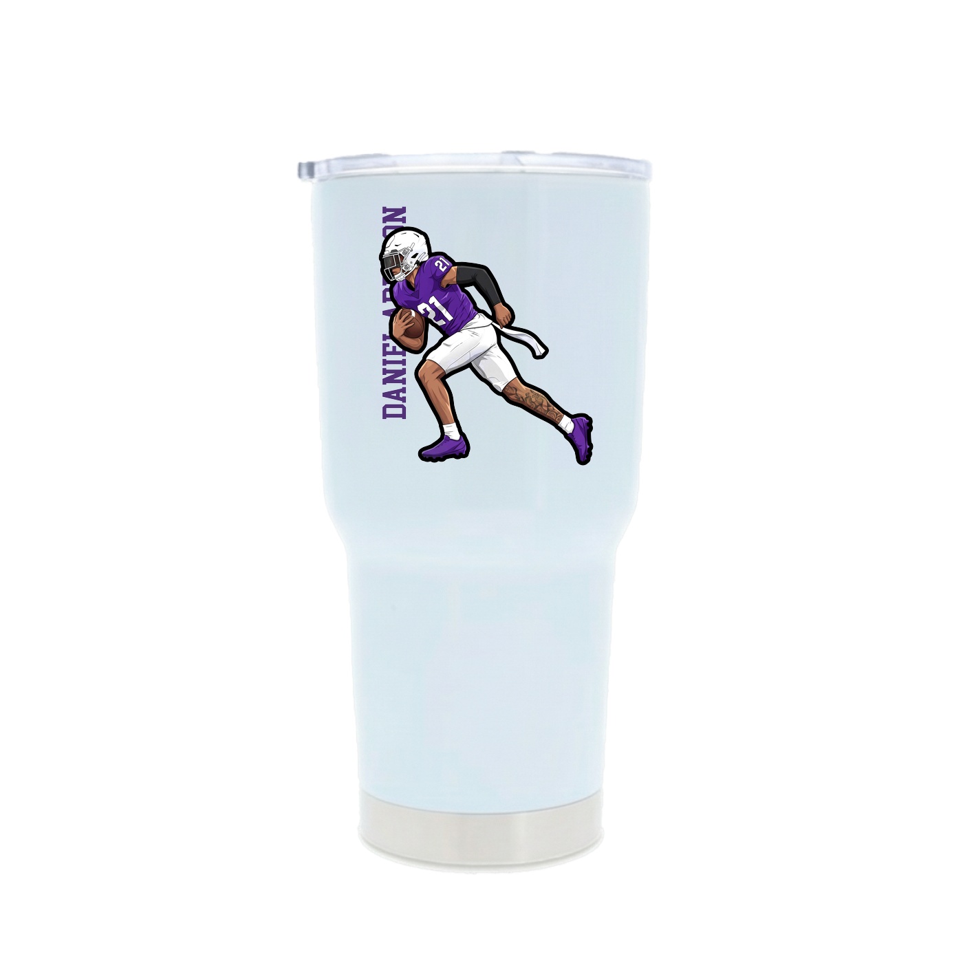 30oz Stainless Steel Tumbler — Name Vertical in White