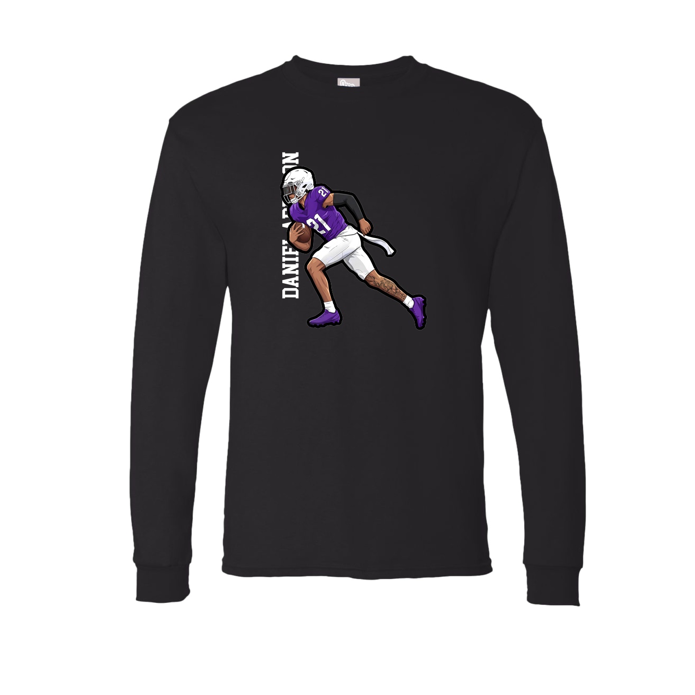 Long Sleeve Tee — Name Vertical in Black