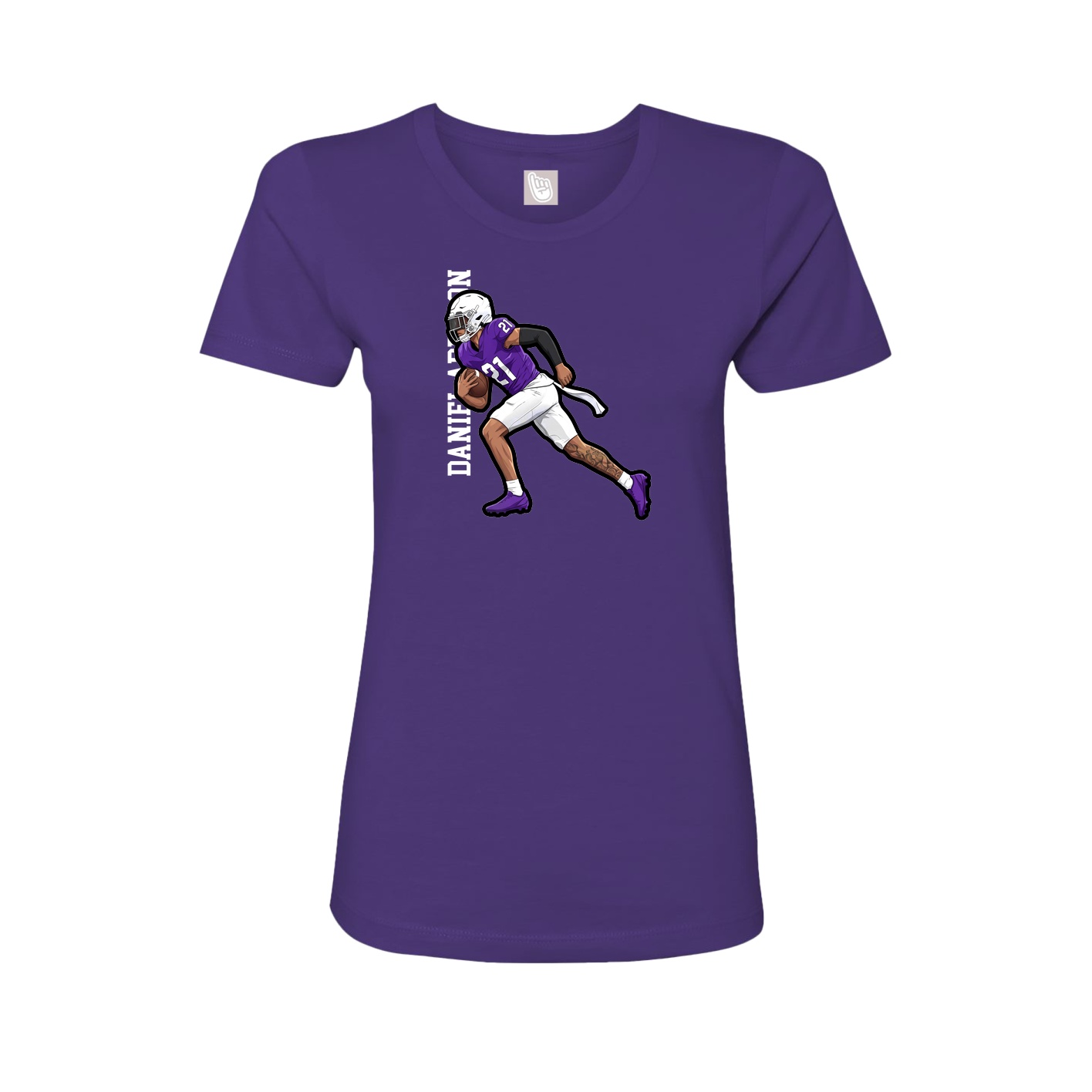 Womens Tee — Name Vertical in Purple