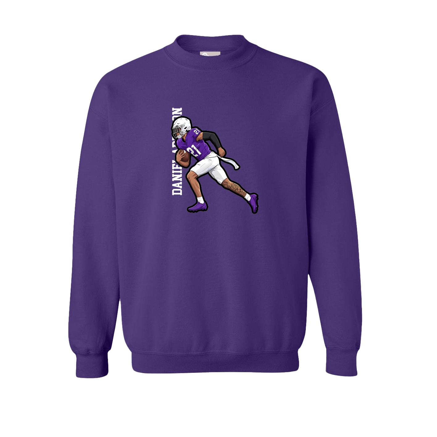 Fleece Crew — Name Vertical in Purple