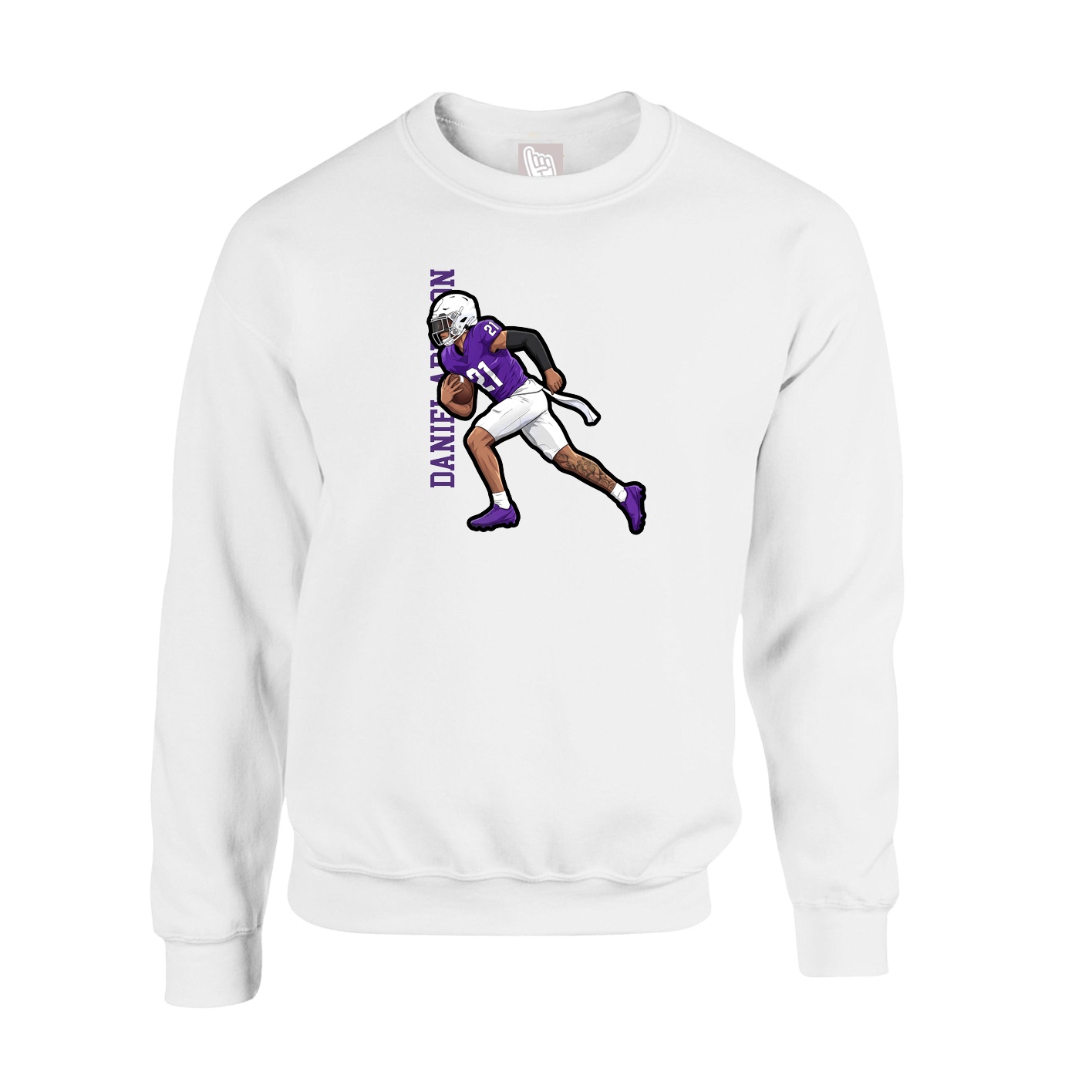 Fleece Crew — Name Vertical in White