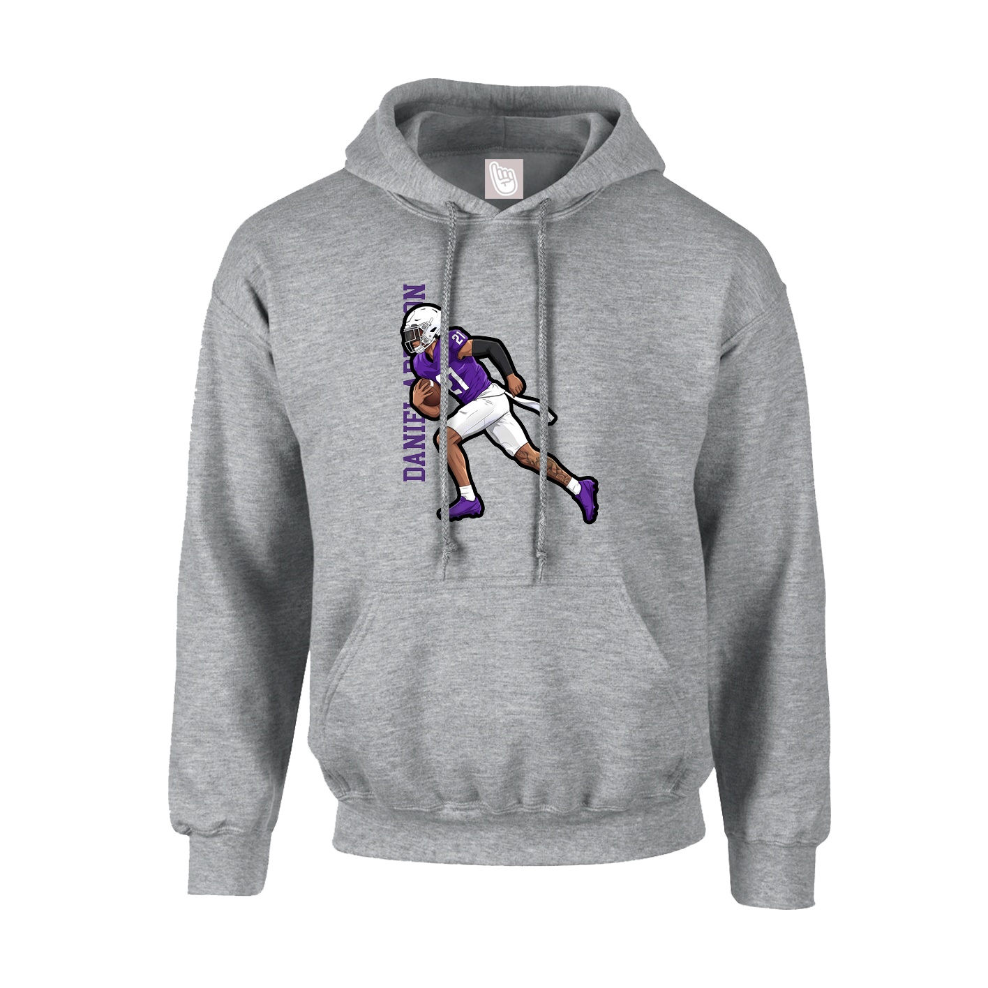 Youth Hoodie — Name Vertical in Grey