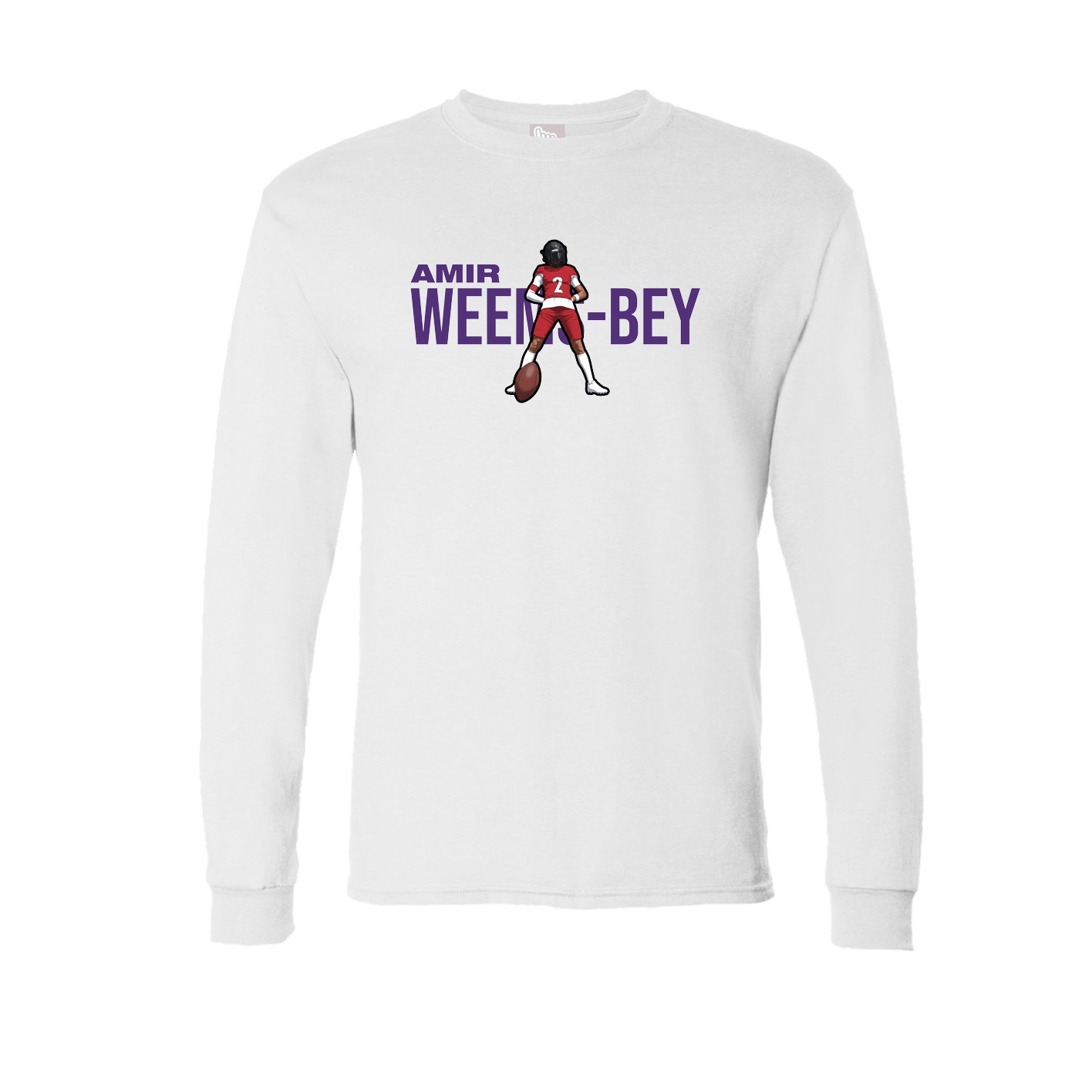 Long Sleeve Tee — Player Name in White