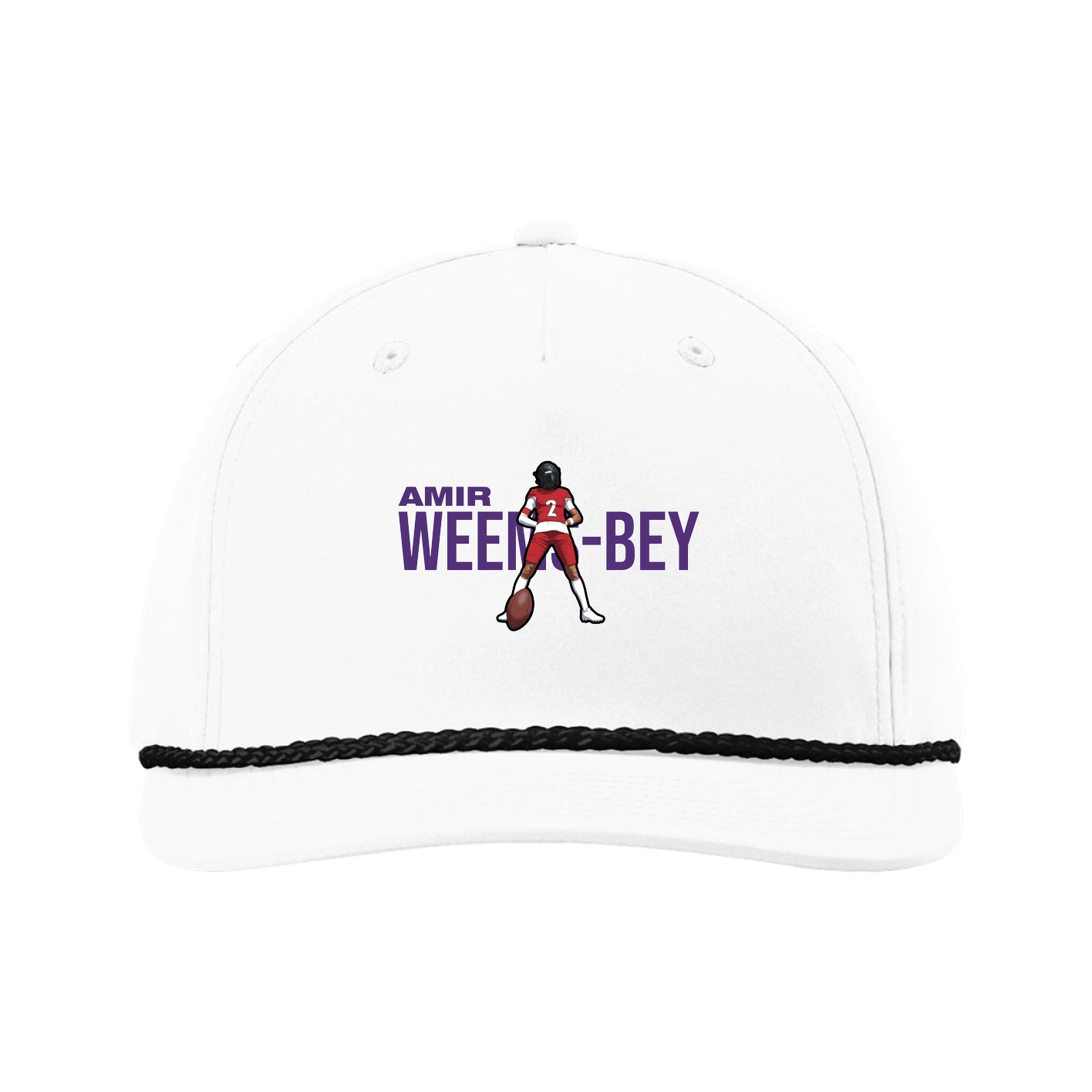 Five-Panel Classic Rope Cap — Player Name in White