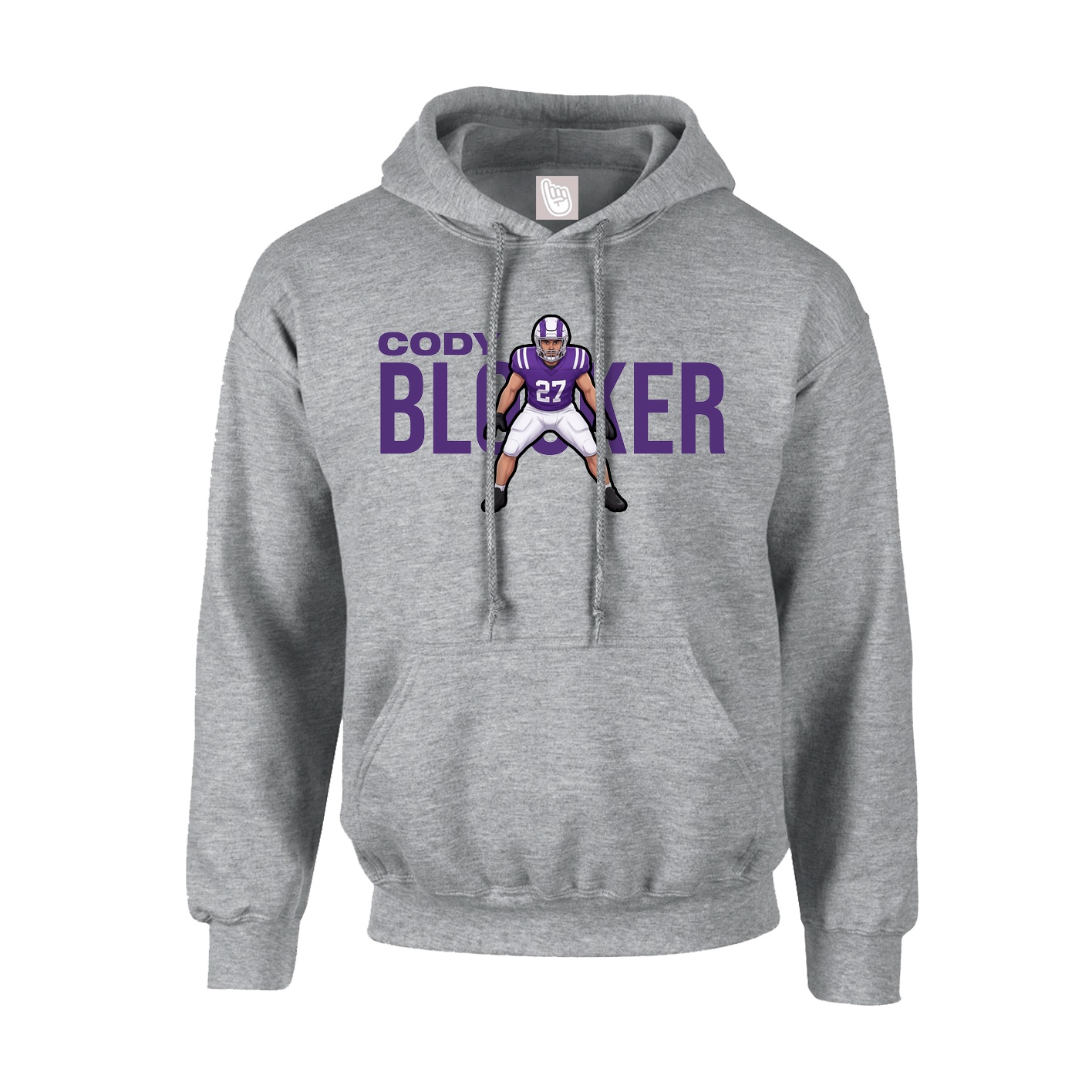 Youth Hoodie — Player Name in Grey