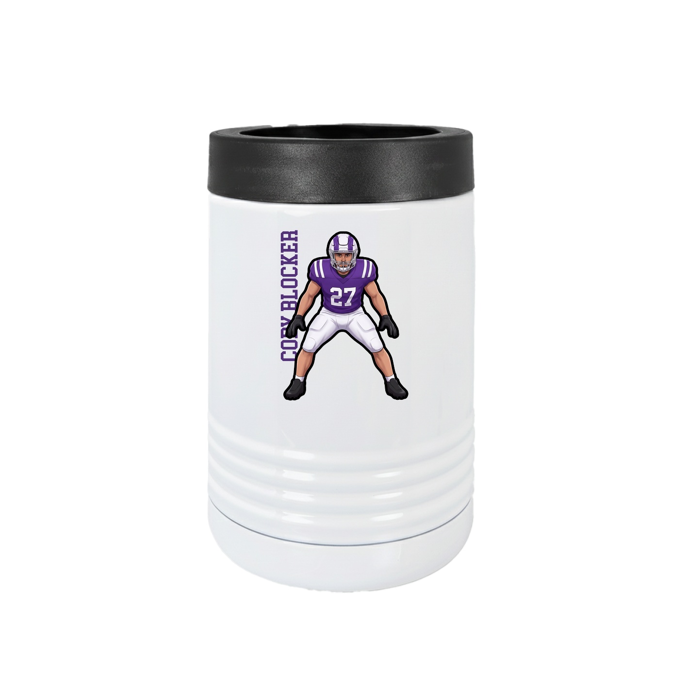 Beverage Holder — Name Vertical in White