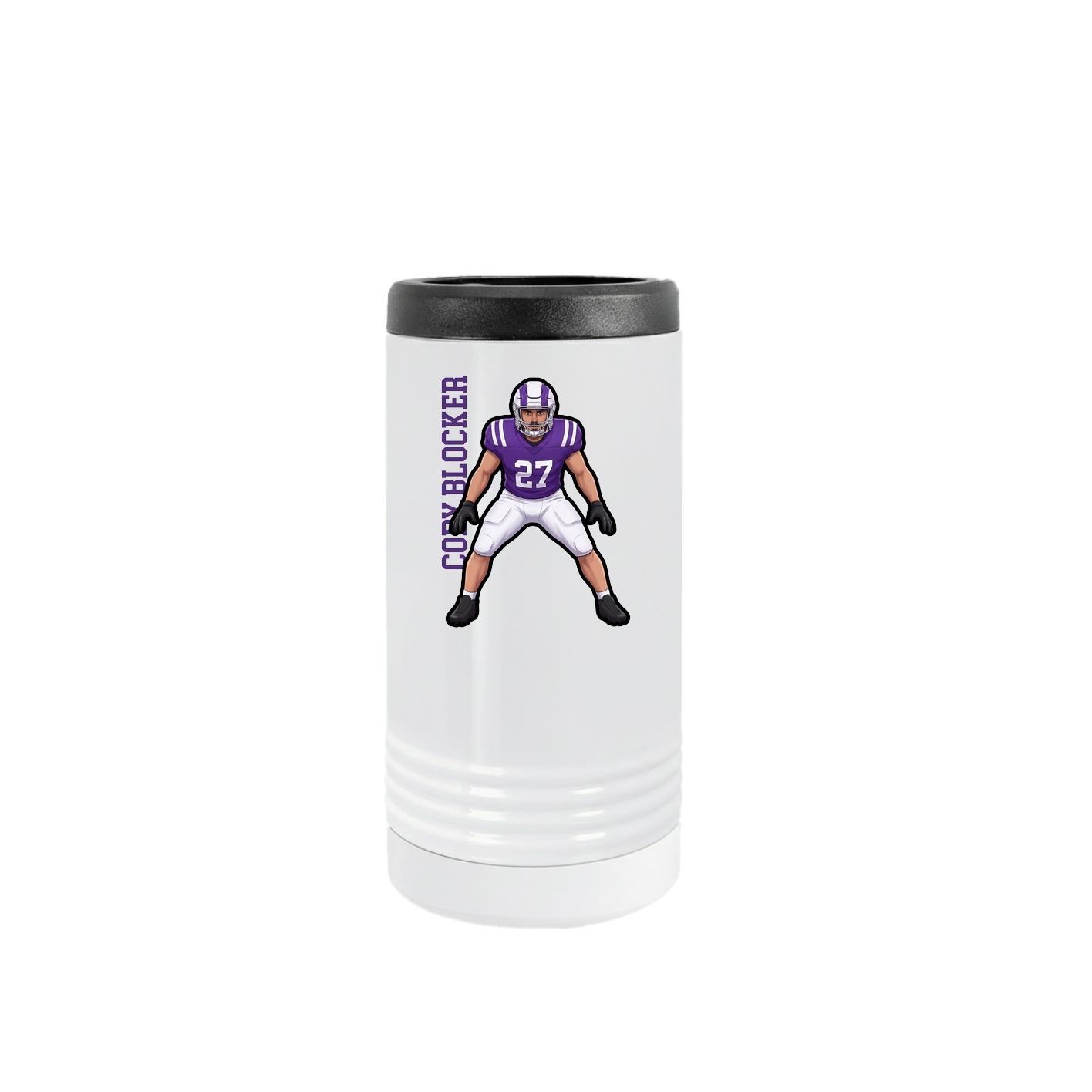 Slim Beverage Holder — Name Vertical in White