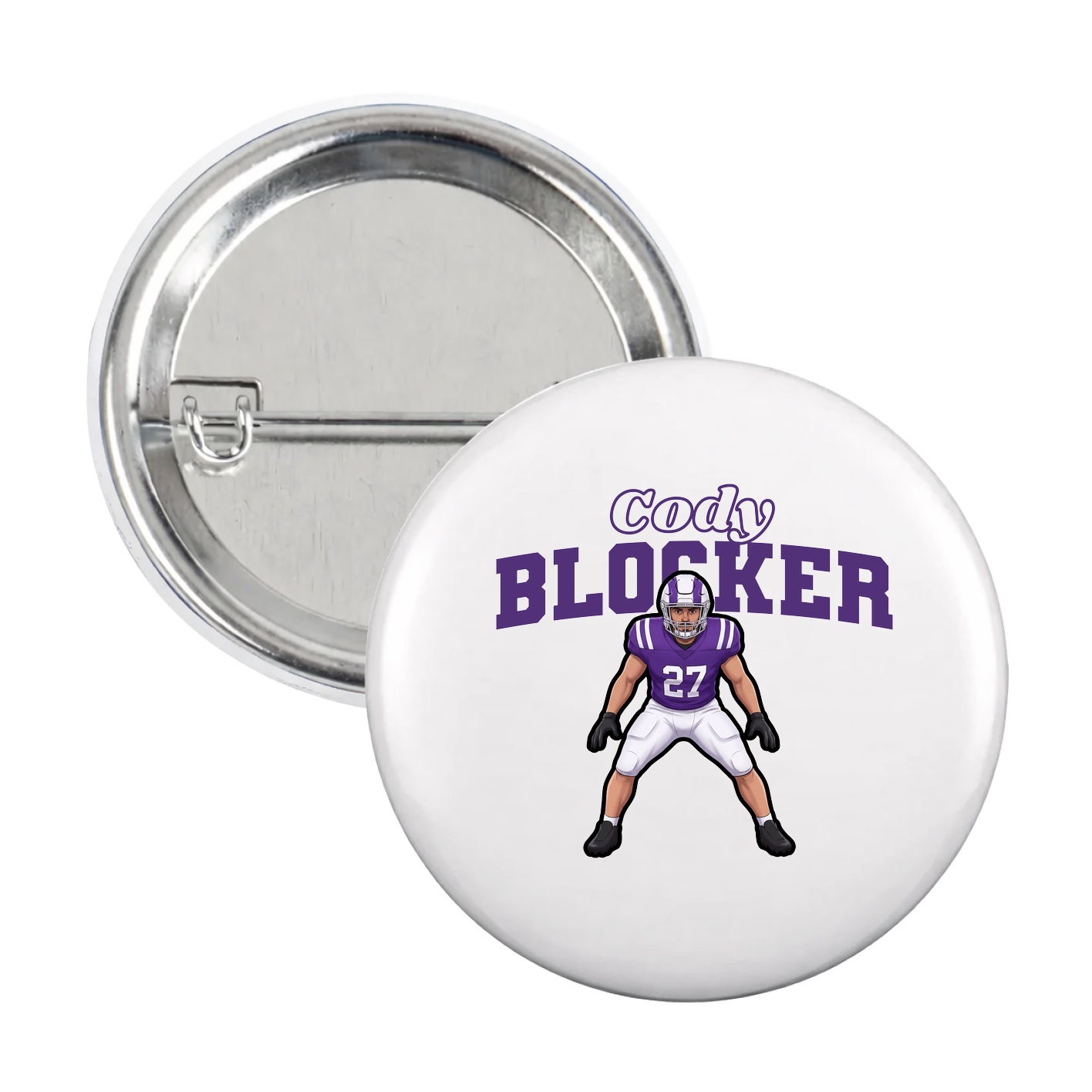 Game Day Button — Name Arch in White