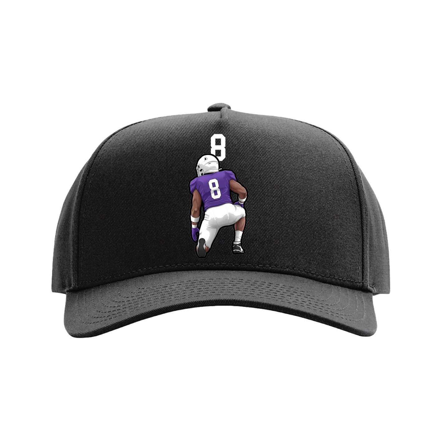 Full Fabric Five-Panel Champ Cap — Number Top in Black
