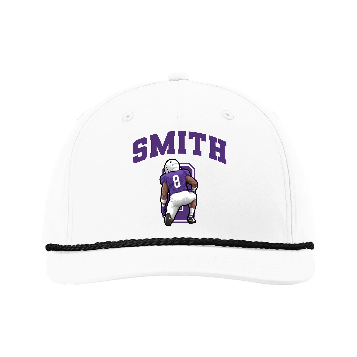 Five-Panel Classic Rope Cap — Number in White