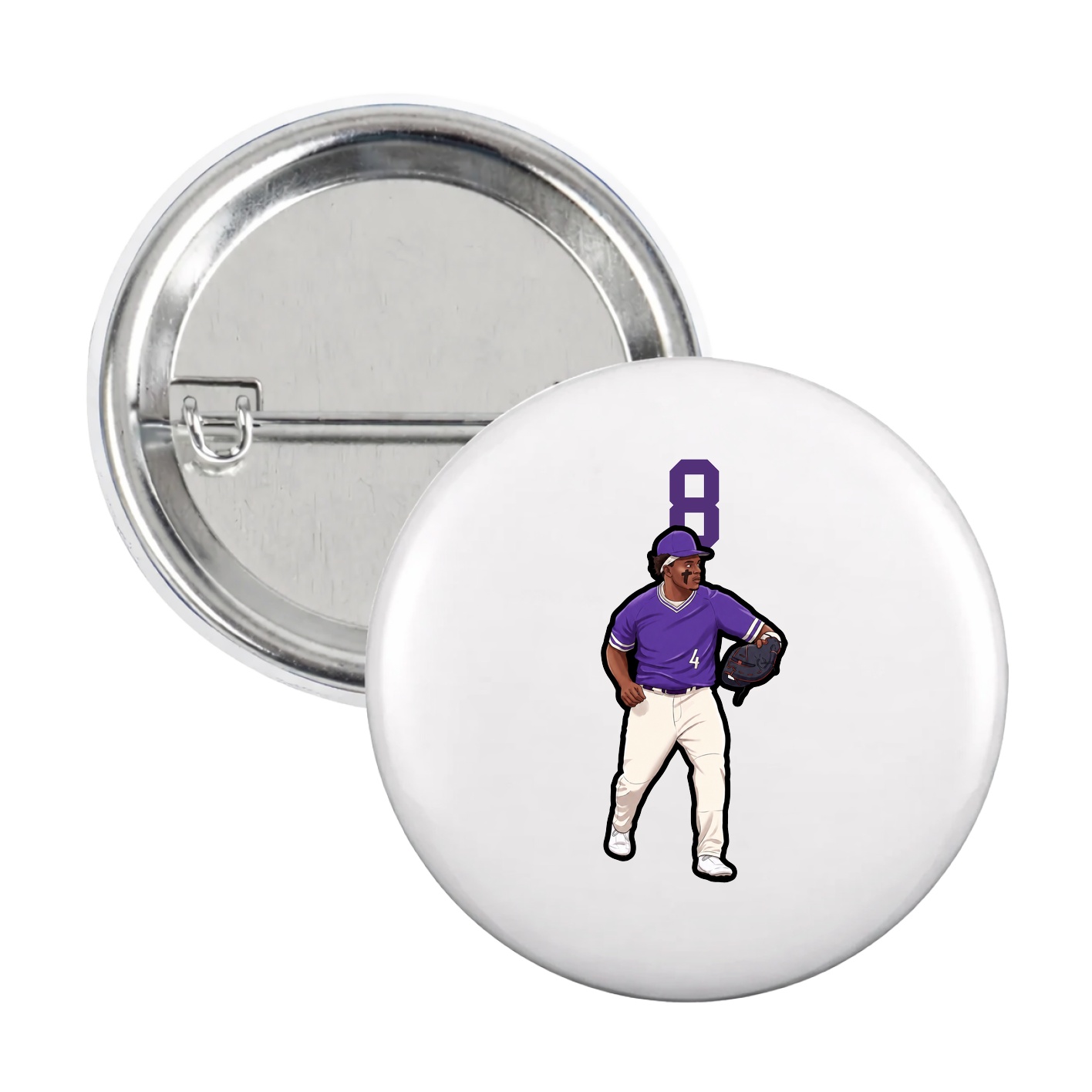 Game Day Button — Number Top in White