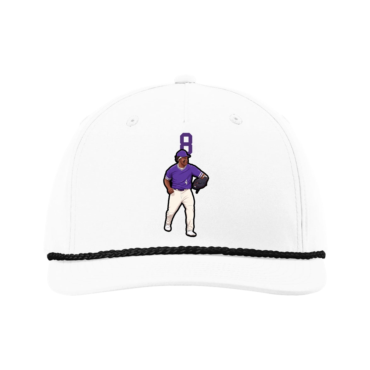 Five-Panel Classic Rope Cap — Number Top in White