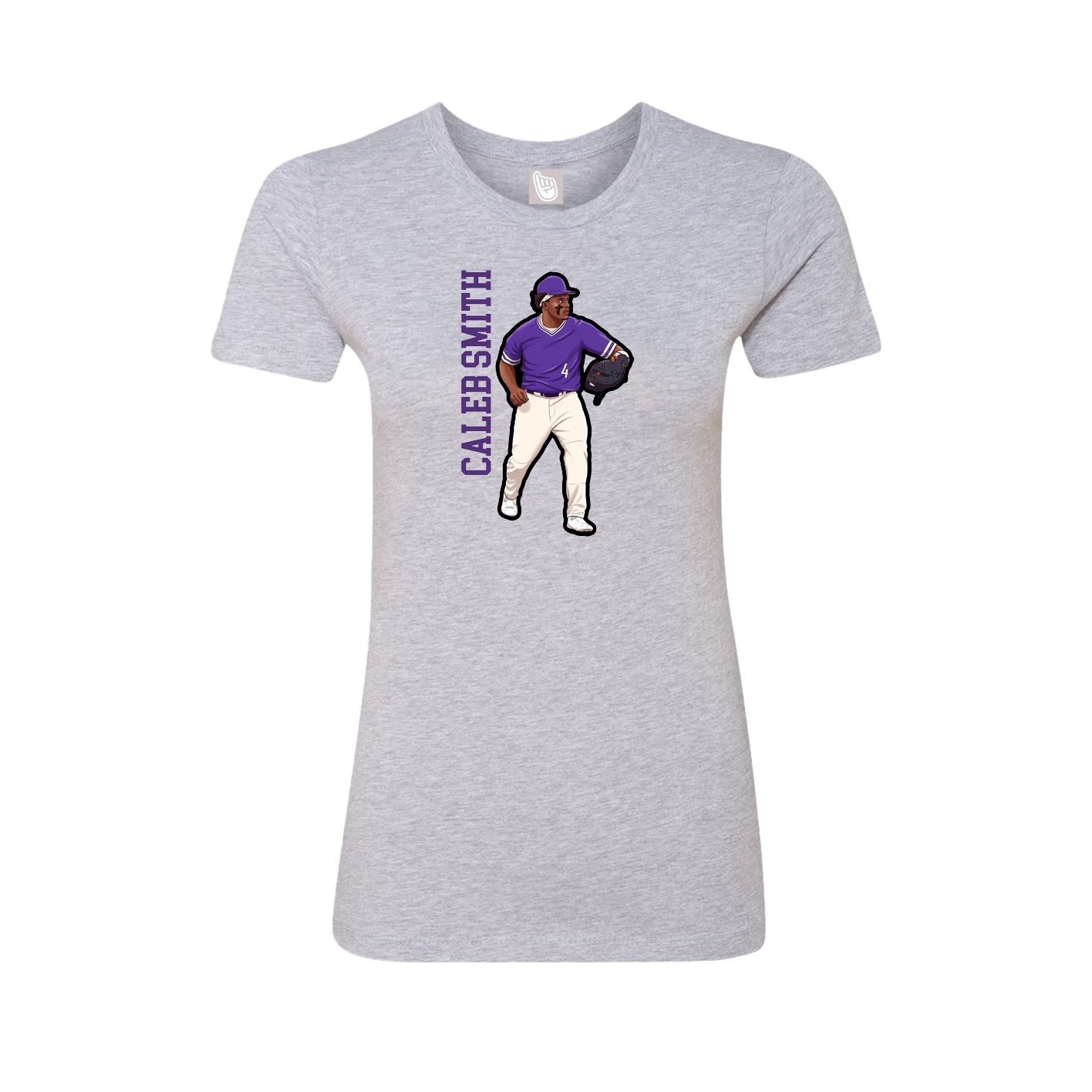 Fitted Women's Tee — Name Vertical in Grey