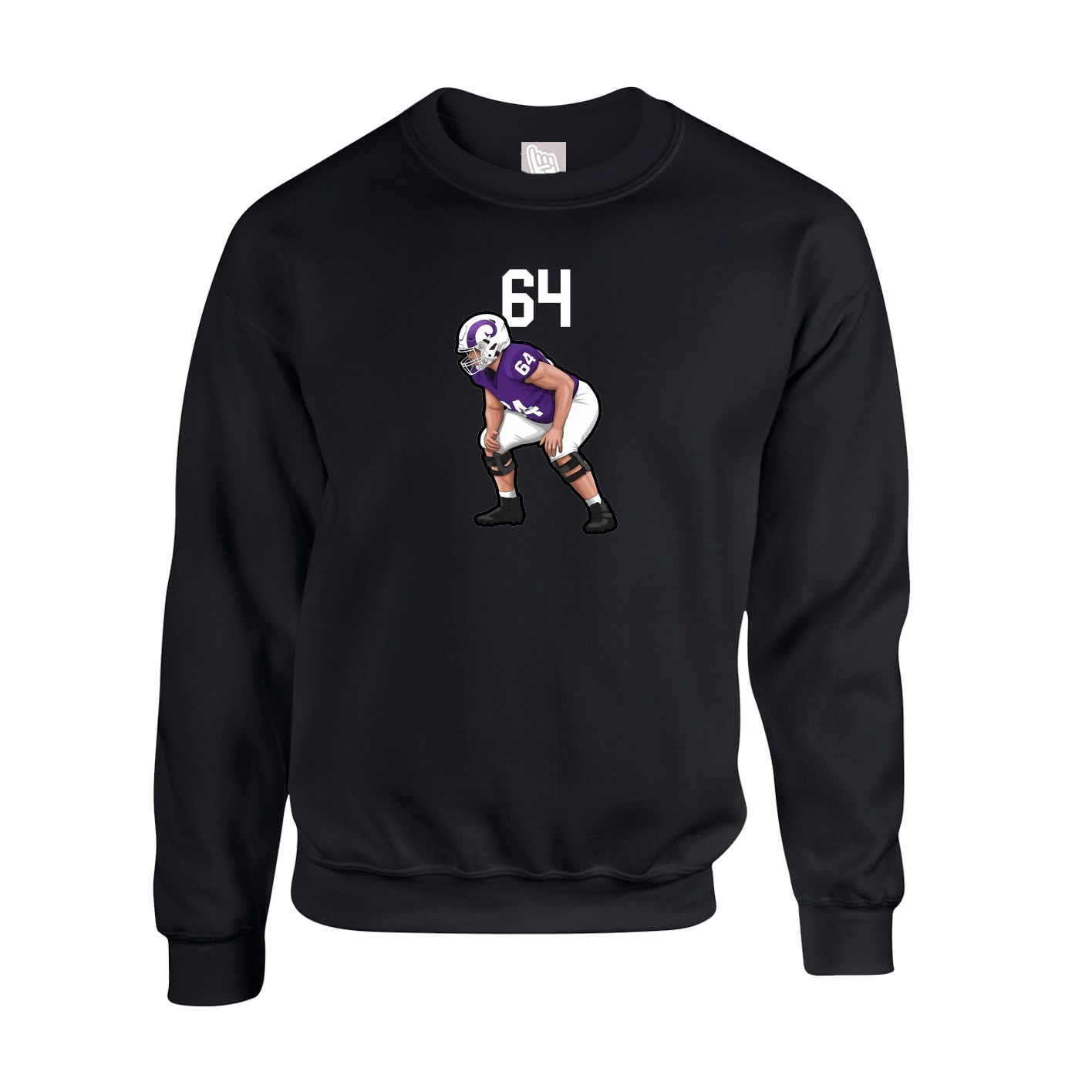 Fleece Crew — Number Top in Black