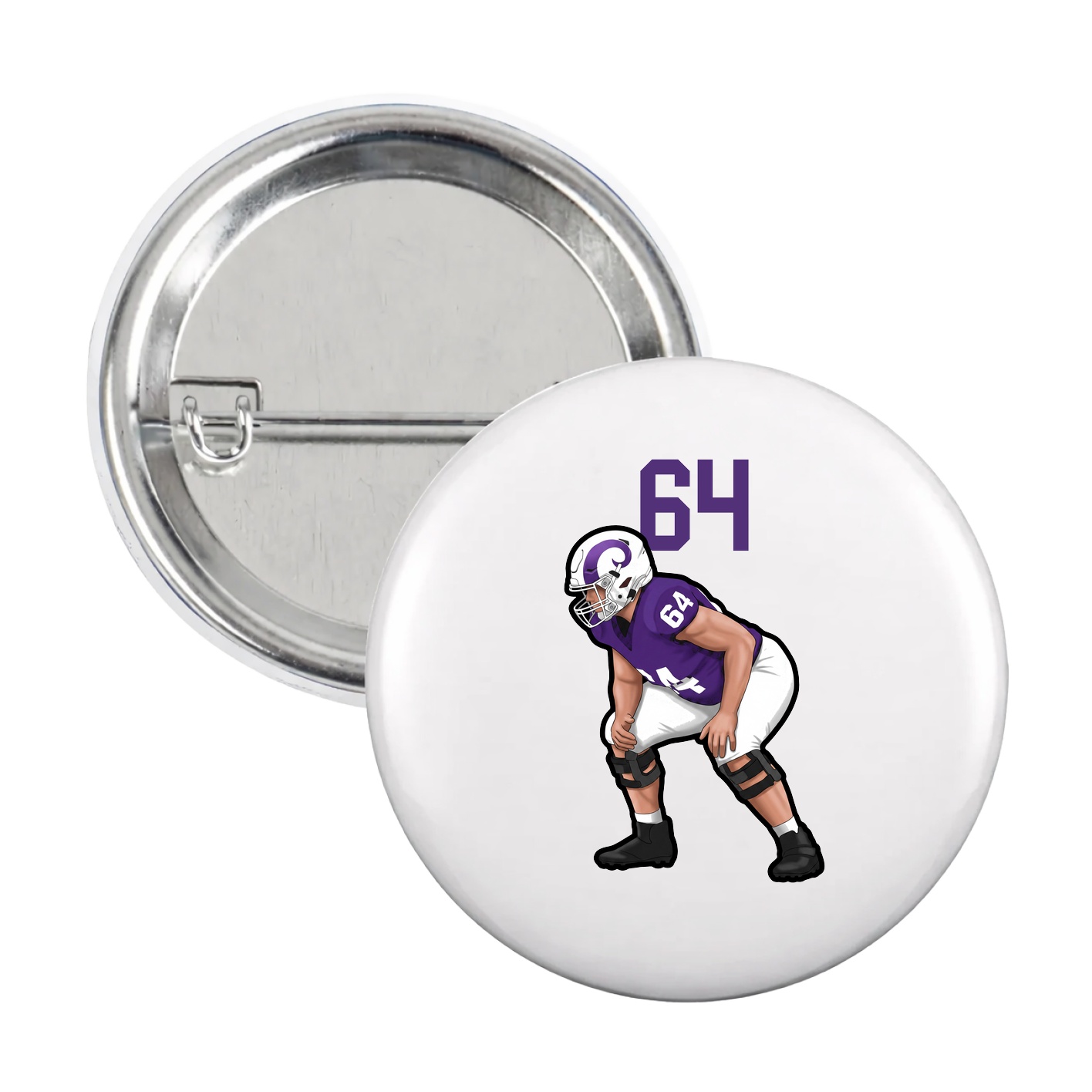 Game Day Button — Number Top in White