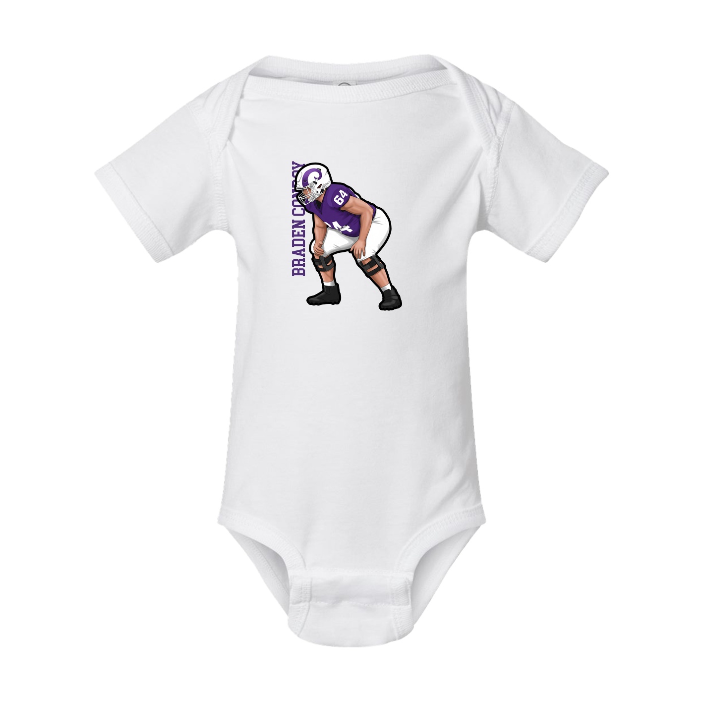 Baby Onesie — Name Vertical in White