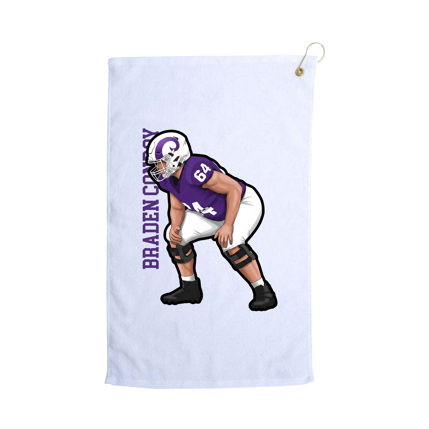 Golf Towel — Name Vertical in White