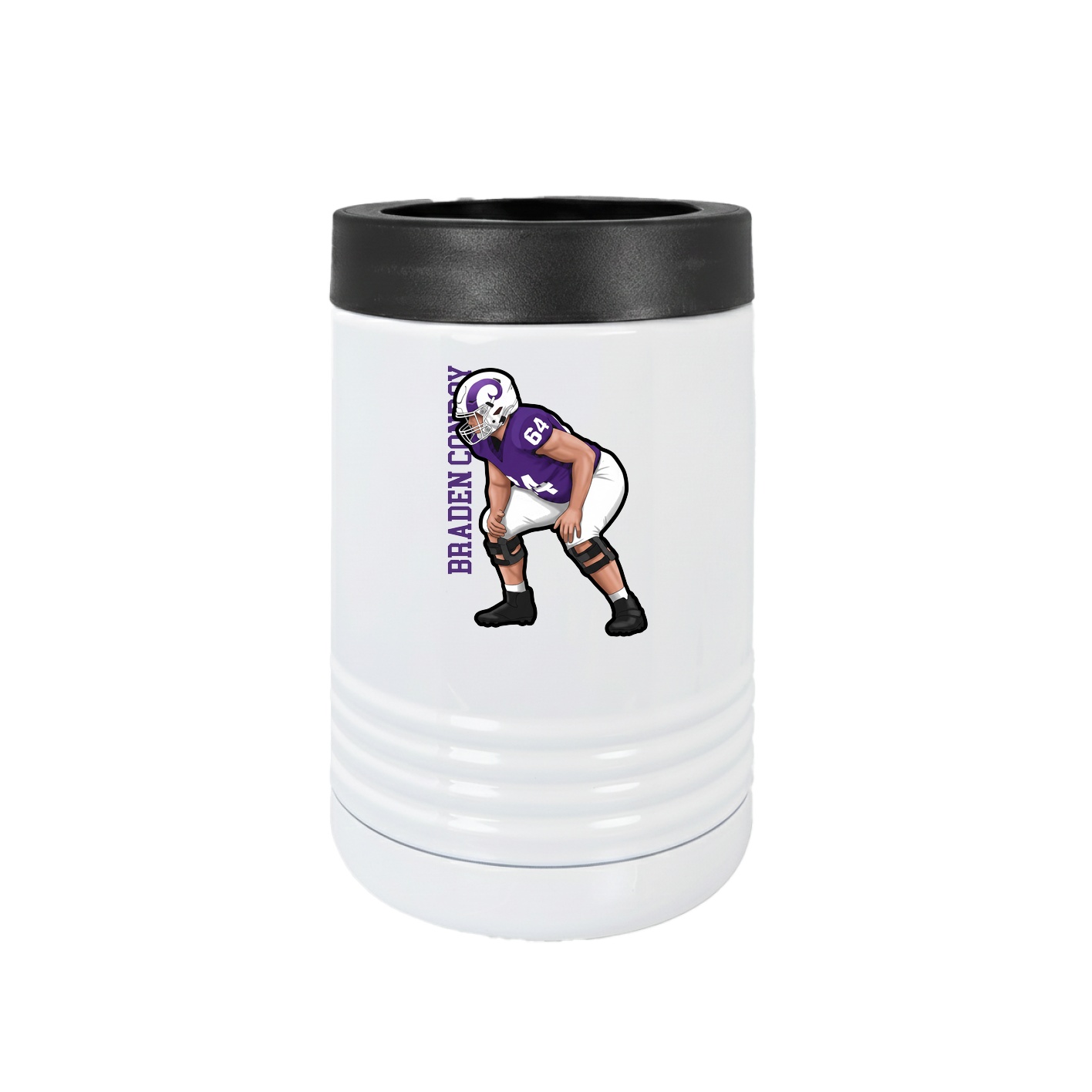 Beverage Holder — Name Vertical in White